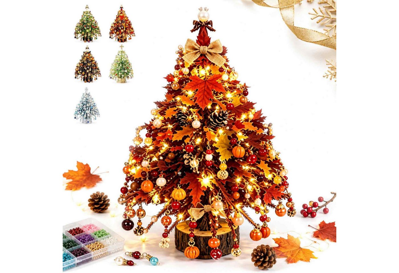nsihing Kreativset DIY-Weihnachtsbaum-Bastelset mit Perlen,mit Anleitung, Kristall-Handwerksset,Weihnachtsdekoration, tischdekoration