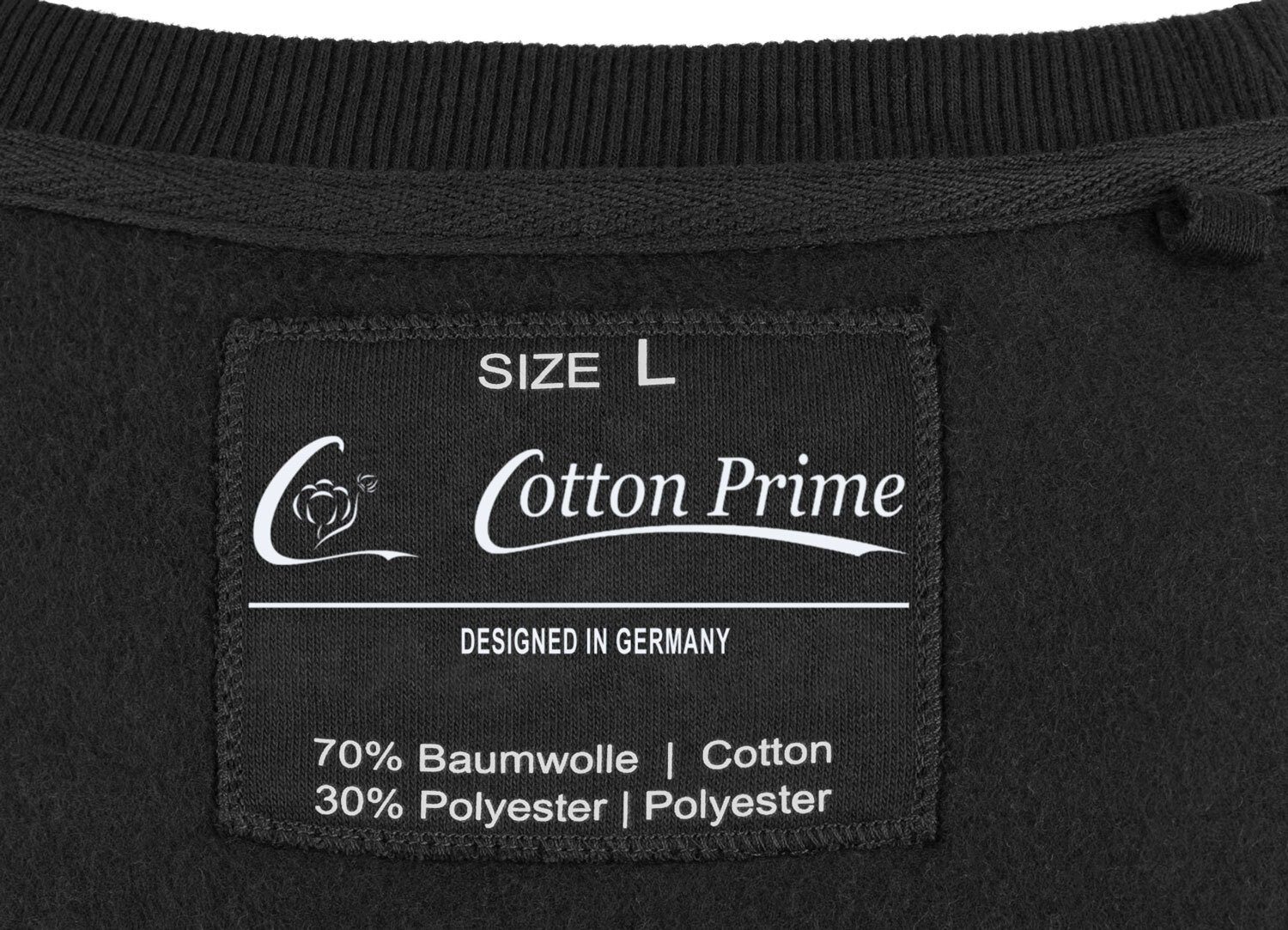 Prime® Sweatshirt Schwarz mit Innenfleece Cotton weichem