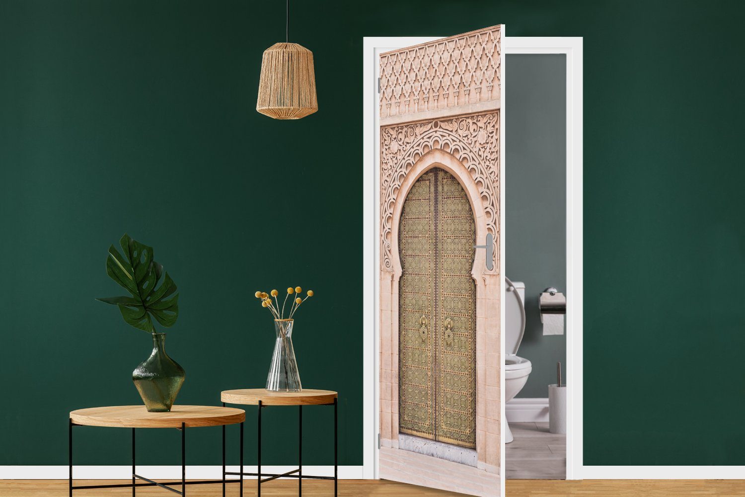 Kunst cm Marokkanische MuchoWow Tür Matt, - Tor, Tür, - Fototapete 75x205 bedruckt, für (1 St), - Türtapete Türaufkleber, Rosa