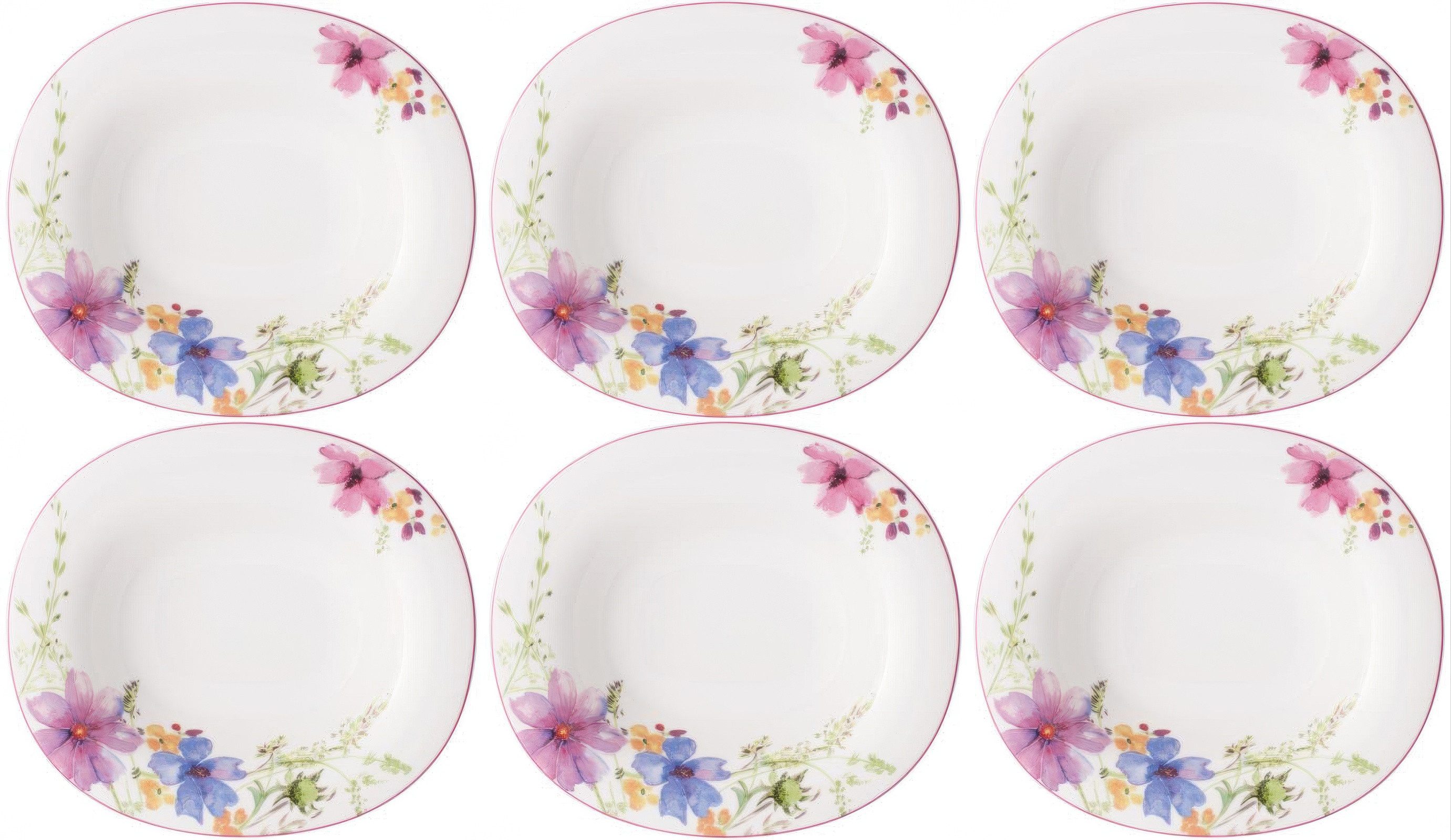 Villeroy & Boch Suppenteller Mariefleur Basic, Spülmaschinengeeignet, Mehrfarbig, Motiv: Blumen