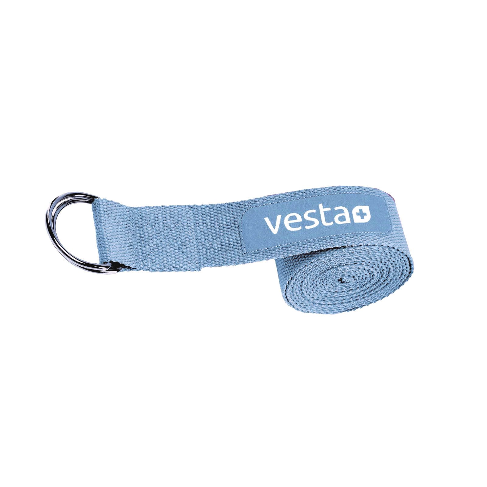 Vesta+ Yogagurt Yogaband Yoga Gurt Gürtel Strap Yogaschlaufe, 100% Baumwolle 250 x 3,8 cm mit Metall Verschlus