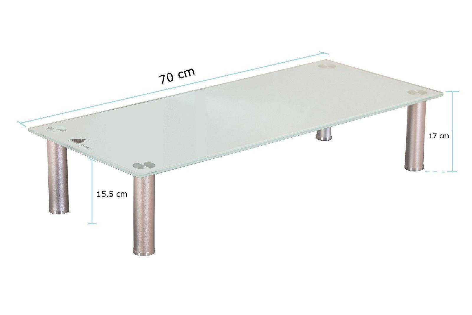 Optik mit 5-St), Glas (Set, HOOZ Aluminiumfüßen, TV-Aufsatz 70x35 – weißes cm TV-Aufsatz moderne