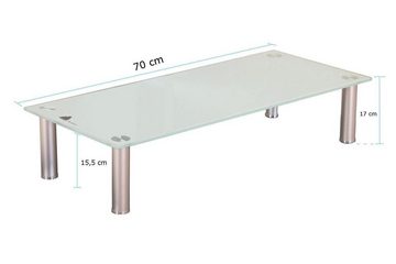 HOOZ TV-Aufsatz Weißglas mit Aluminiumfüßen - Ablage und Platzerweiterung 70x35cm, (modern, 1-St., mit Aufbauanleitung), aus Sicherheitsglas