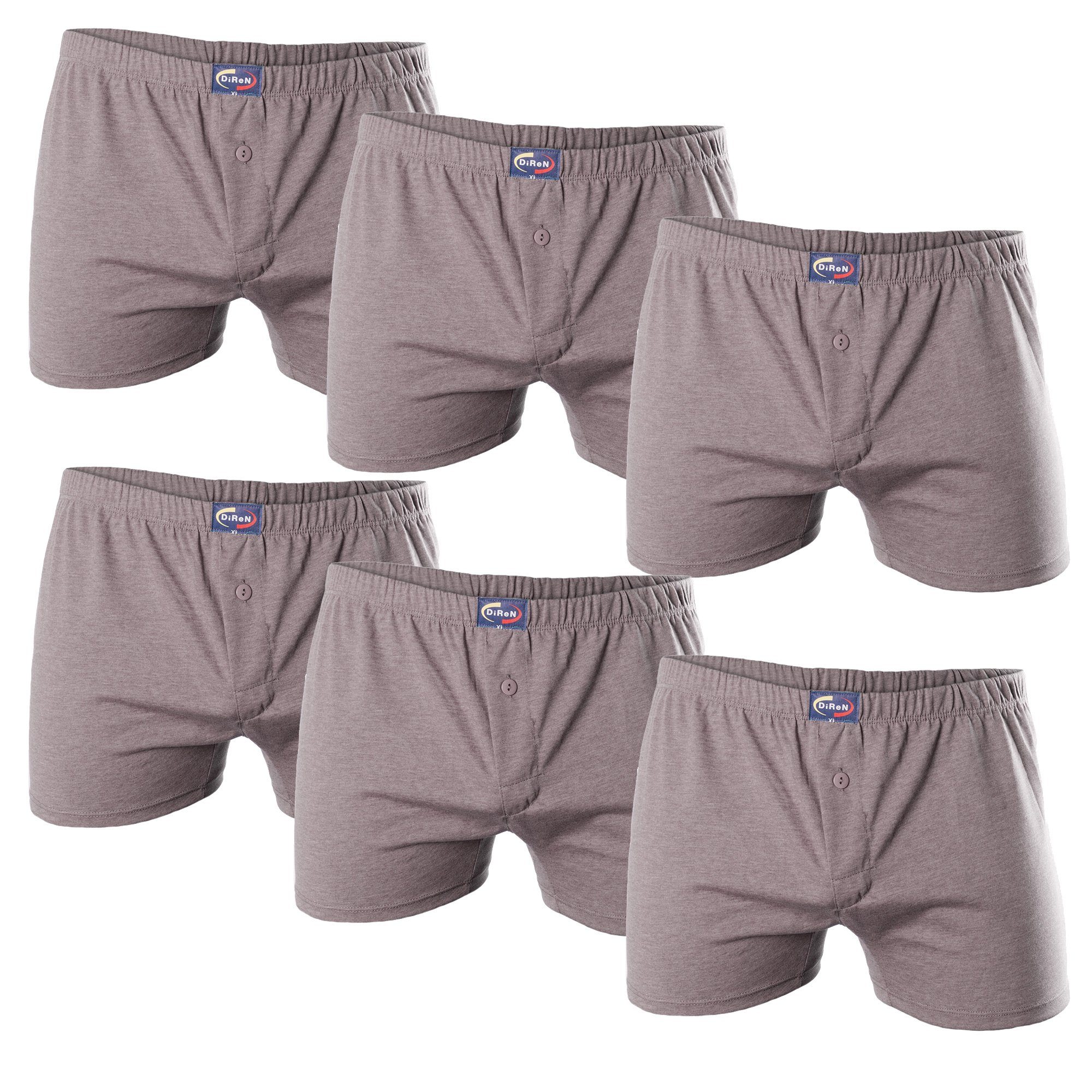 Bongual Boxershorts hellbraun Pack) (6-er meliert Knöpfe dekorativen mit Retroshorts