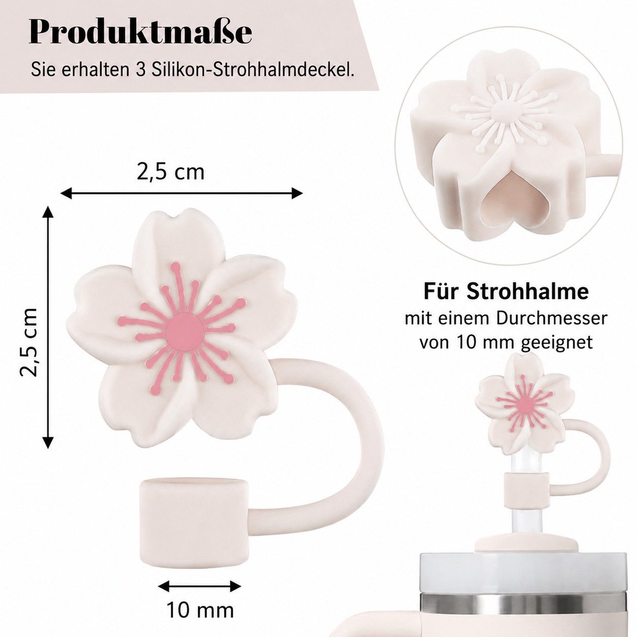 MOPUEA Tumbler-Glas 8er Trinklernbecher Strohhalm Abdeckung für Stanley Cup 10mm Silikon, 8-tlg.