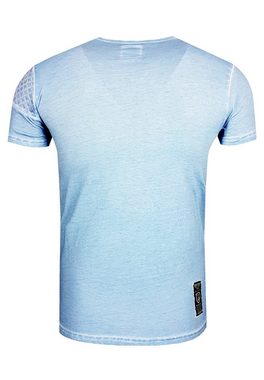 Rusty Neal T-Shirt mit schicker Knopfleiste