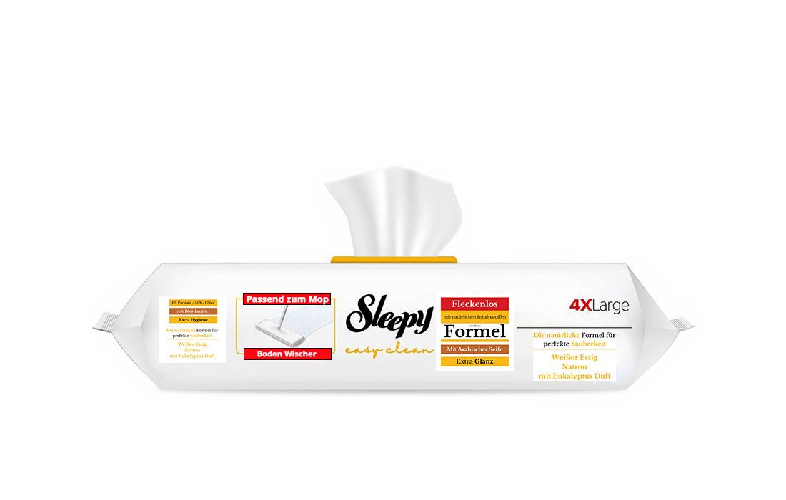 Sleepy Easy Clean Bodenreinigungstücher mit Schmierseife-50 Stück Reinigungstücher (1-tlg)