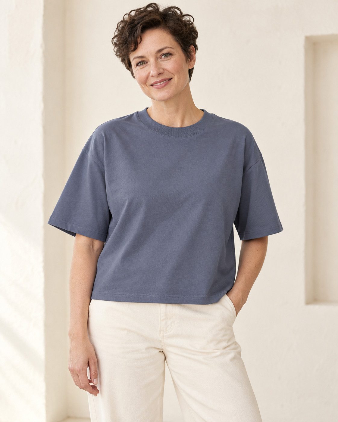 Sitztgut T-Shirt für Damen, kurz geschnitten, aus 100 % Baumwolle (1-tlg)