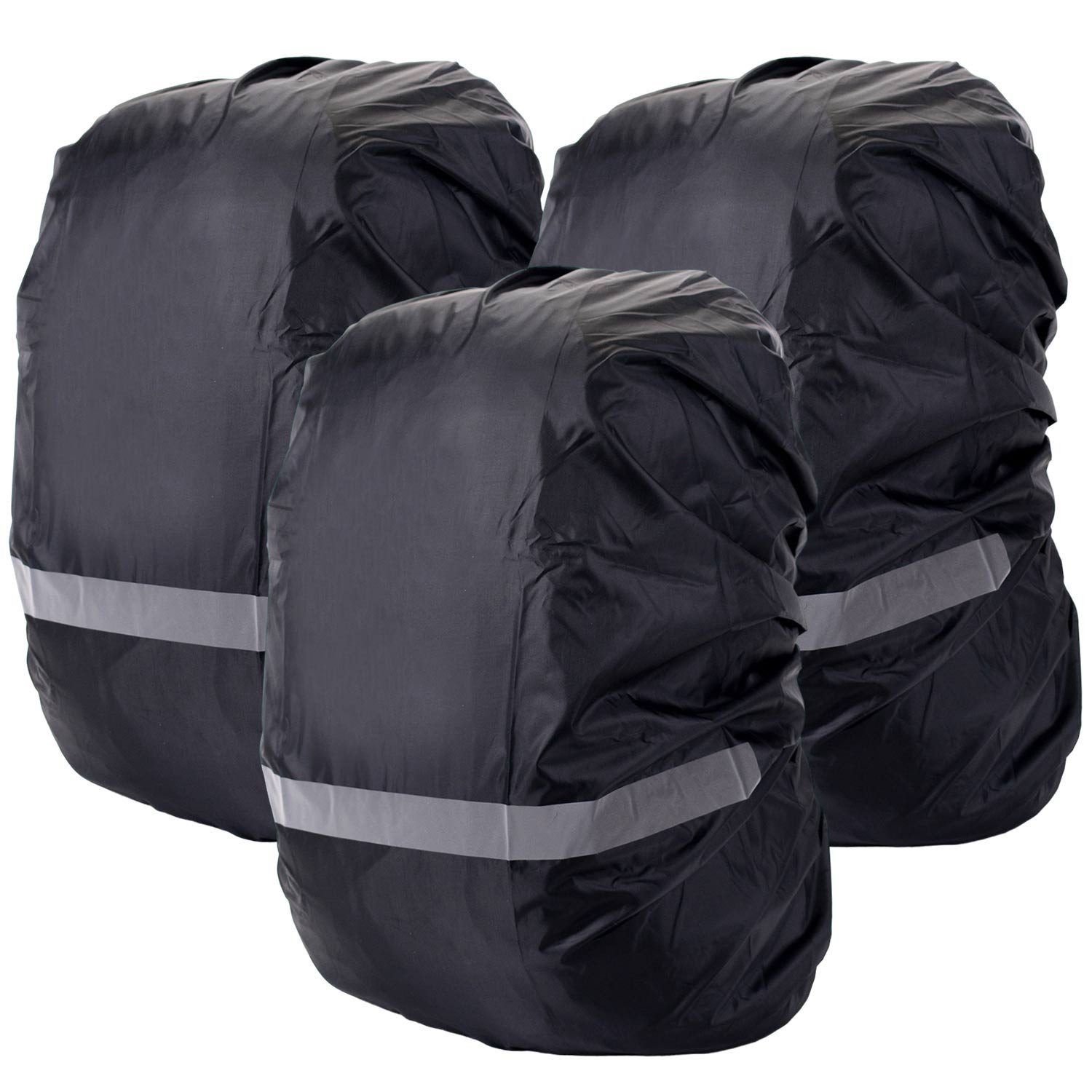 Refttenw Rucksack-Regenschutz 3 Stück Regenschutz Rucksack mit Reflektorstreifen Wasserdichte, 15-70L, Perfekt für Outdoor Aktivitäten