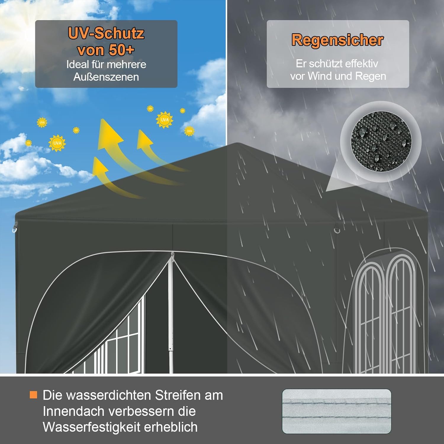 Woltu Pavillon, mit 4 Seitenteilen, 2x2 günstig online kaufen