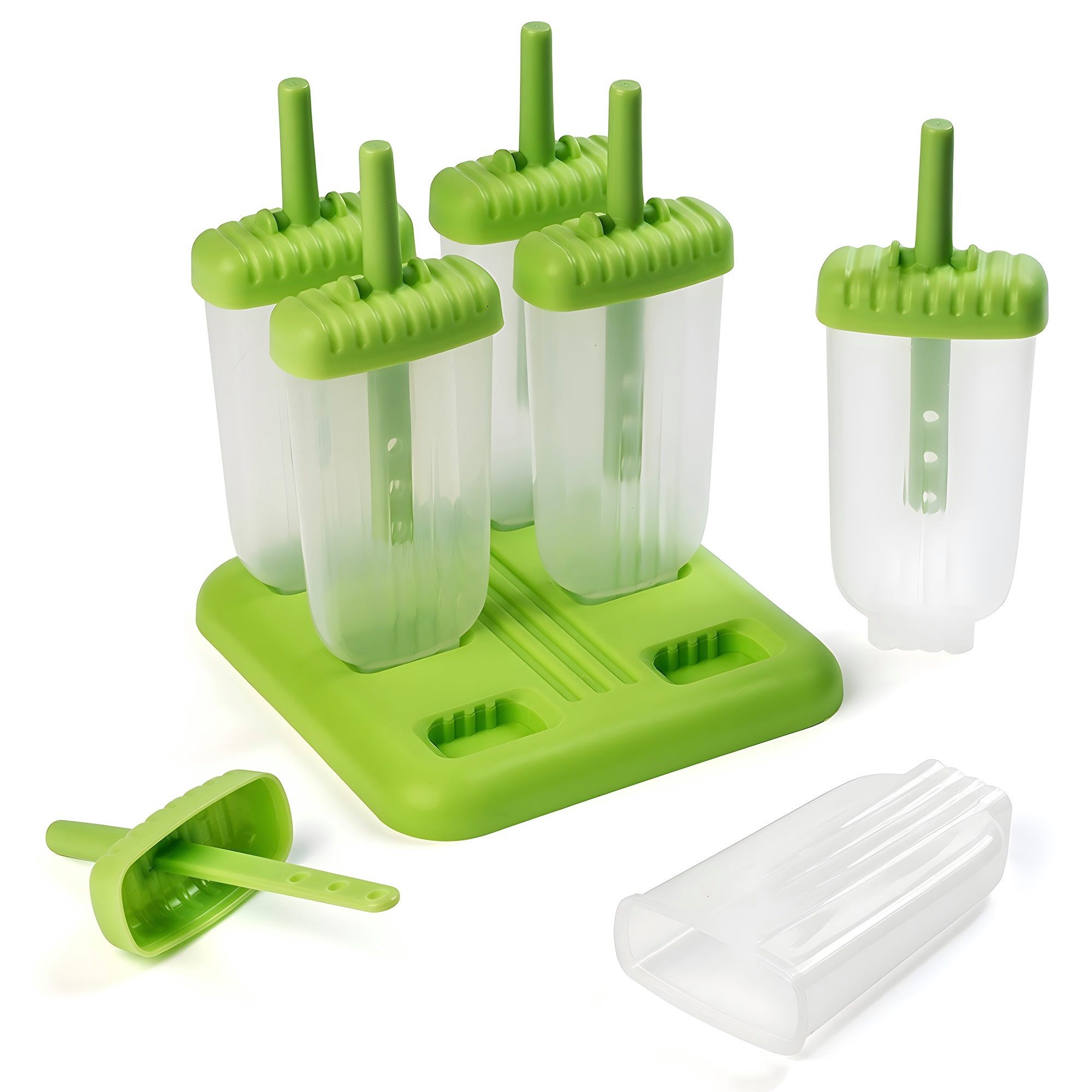 AVANA Eisform Eis am Stiel Formen 6 Stück Wassereis Eiscreme Halter Eislutscher, BPA-frei, Wiederverwendbar, Grün