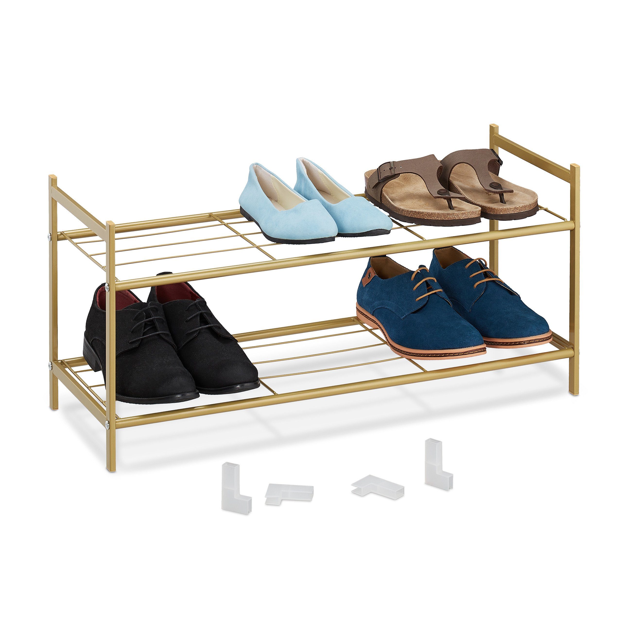relaxdays Schuhregal Stapelbares Schuhregal 2 Ebenen, günstig online kaufen
