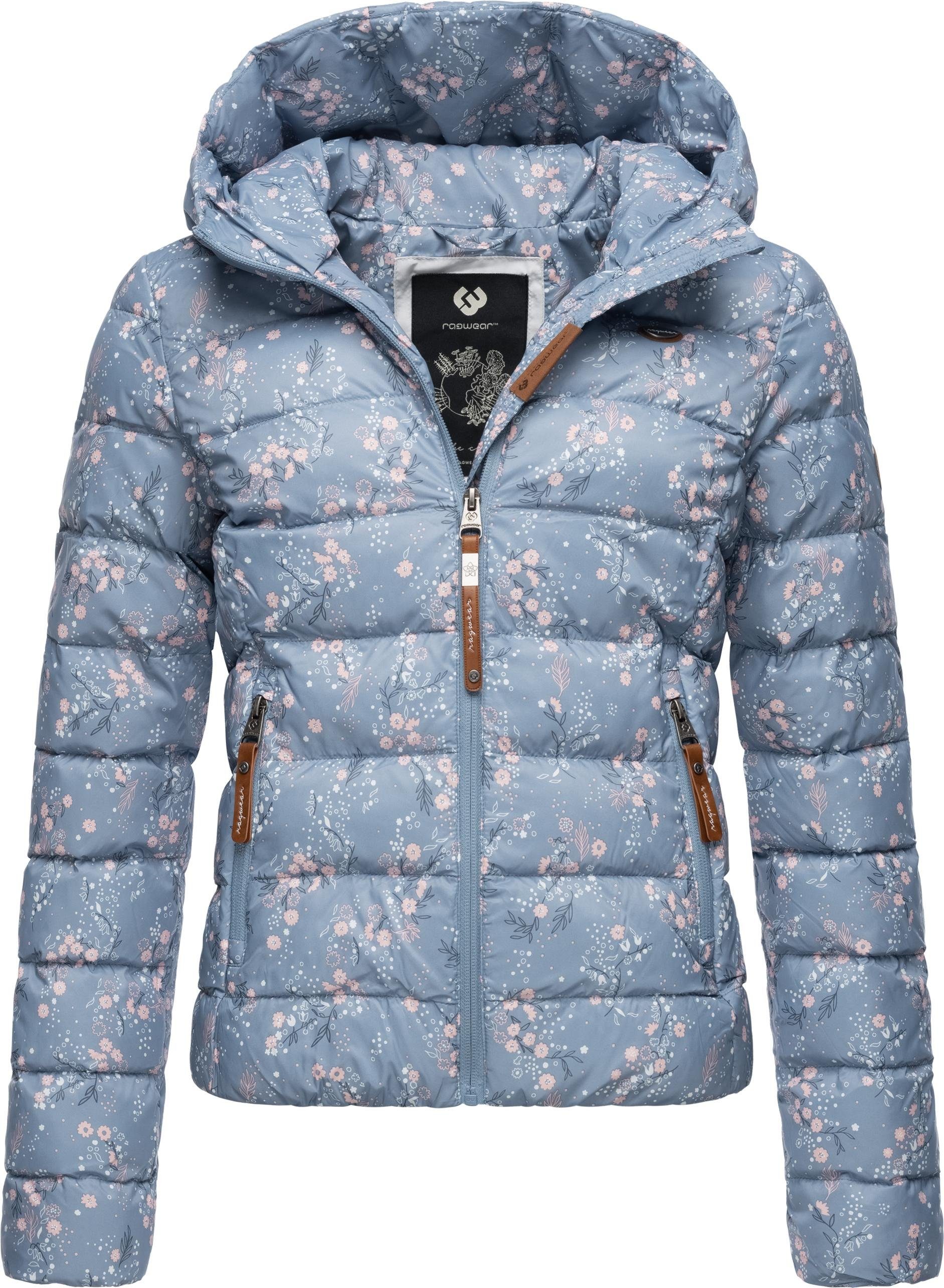 Tiasa Kapuze Winterjacke Geblümte hellblau mit Steppjacke Ragwear