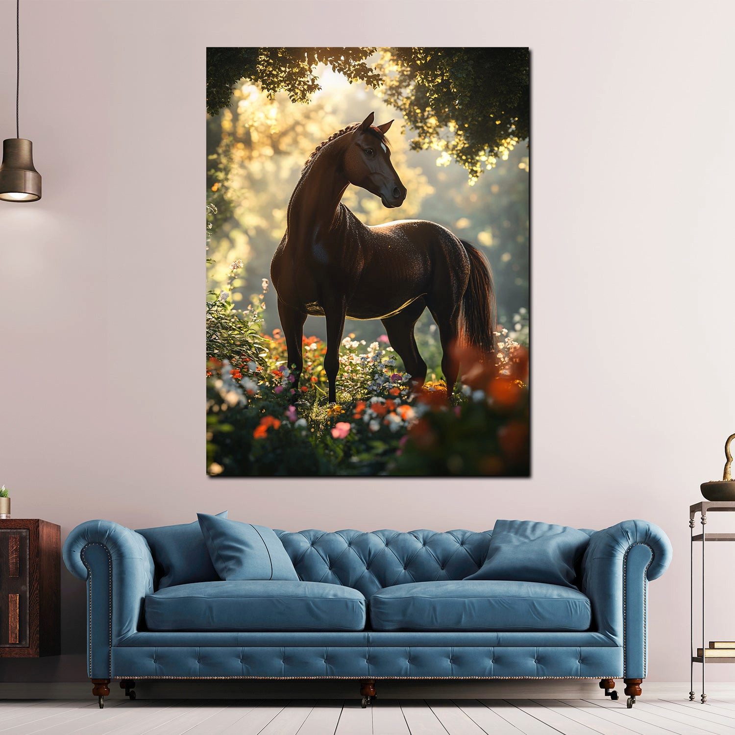 Artedinoi Leinwandbild Edles Pferd Waldlichtung Leinwandbild Wandbild Kunstdruck XL Wanddeko, Pferd auf Waldlichtung