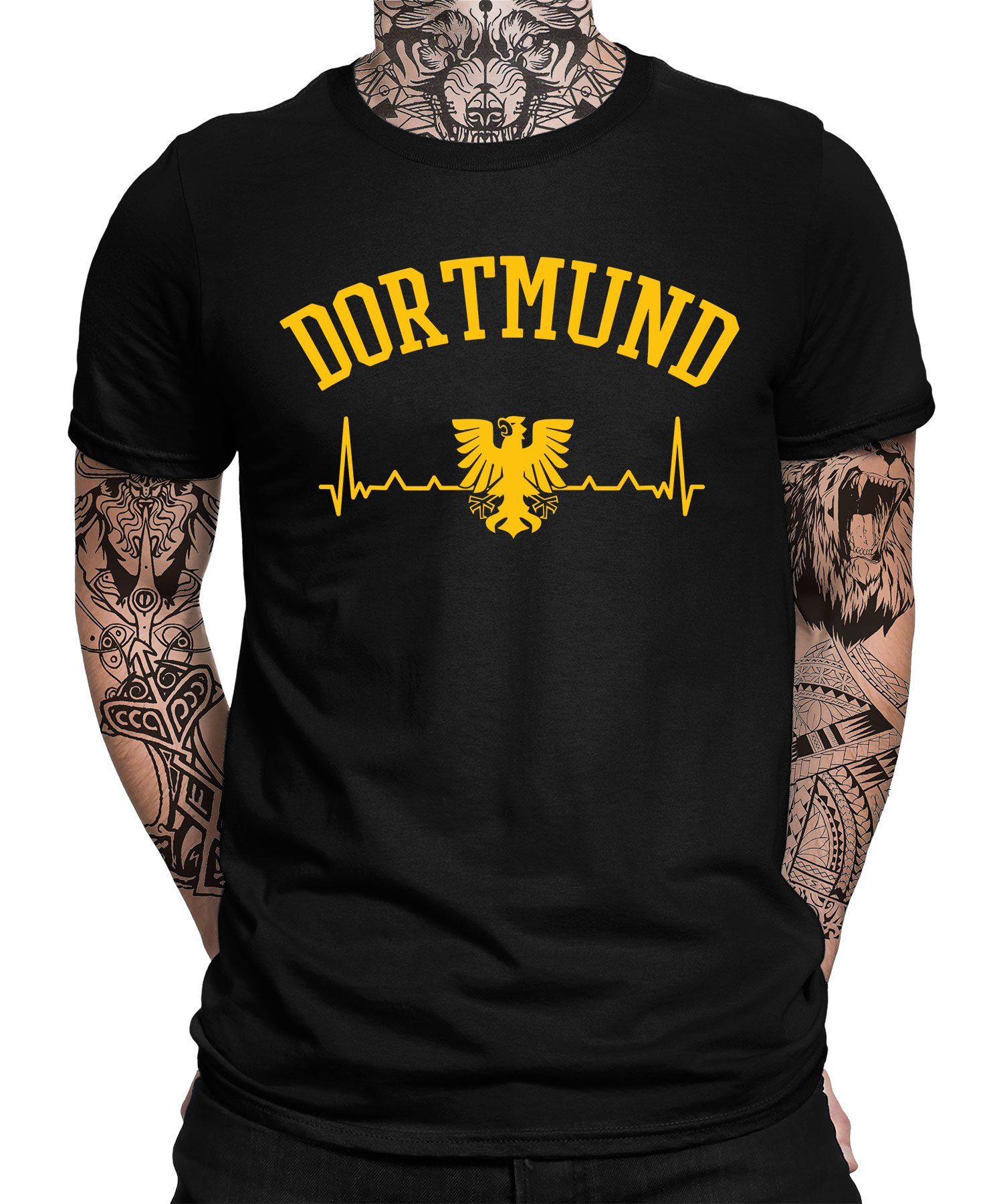 Formatee Dortmund Herren (1-tlg) Quattro Fußball T-Shirt Herzschlag - Kurzarmshirt Ruhrpott