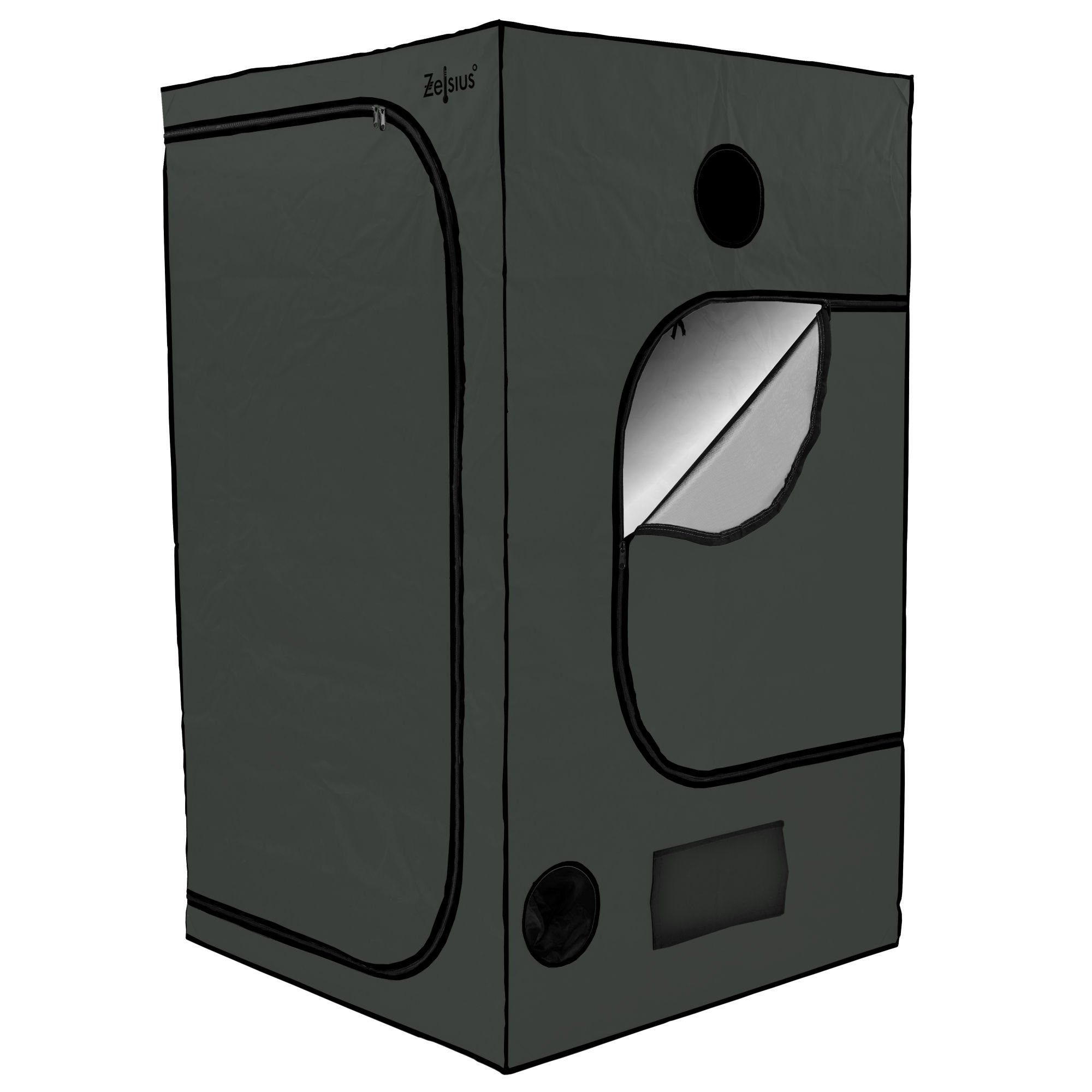 Zelsius Gewächshaus Grow Tent 120 x 120 x 200 cm grau/schwarz Pflanzenzucht Indoor grau