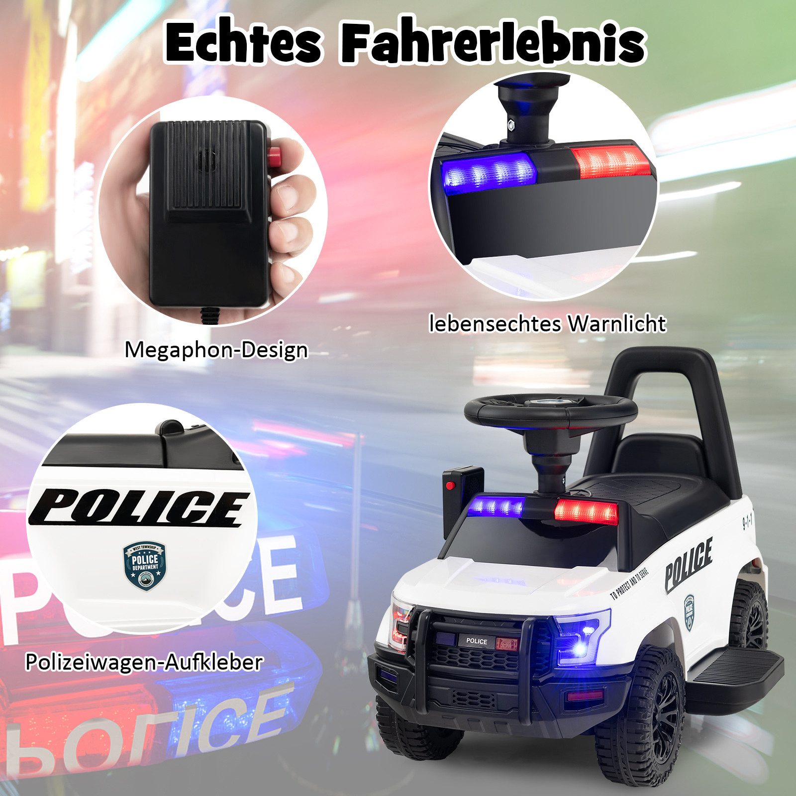 COSTWAY Elektro-Kinderauto 6V Polizei Spielzeugauto, mit günstig online kaufen
