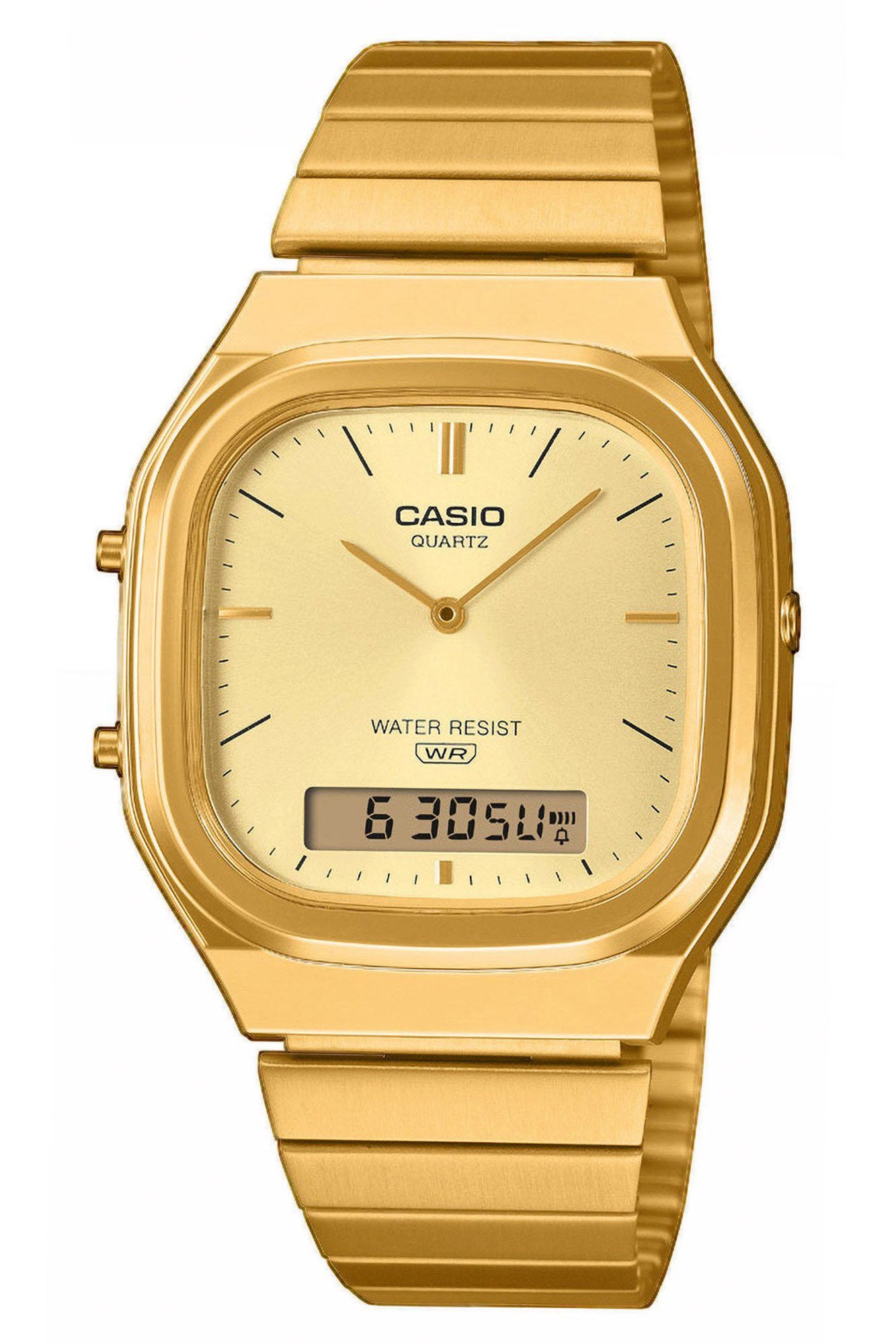 CASIO VINTAGE Quarzuhr Edgy Collection AnaDigi Goldfarben
