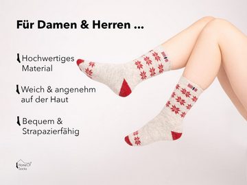 HomeOfSocks Socken Skandinavische Wollsocke "Snowflake Norwegen" Nordic Kuschelsocken Dicke Socken Hyggelig Warm Hoher 80% Wollanteil Norwegischem Design