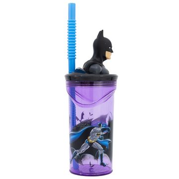 DC Comics Kinderbecher DC Comics Batman 3D Deckel Kinder Trinkbecher Becher, Kunststoff, mit integriertem Halm, 360 ml