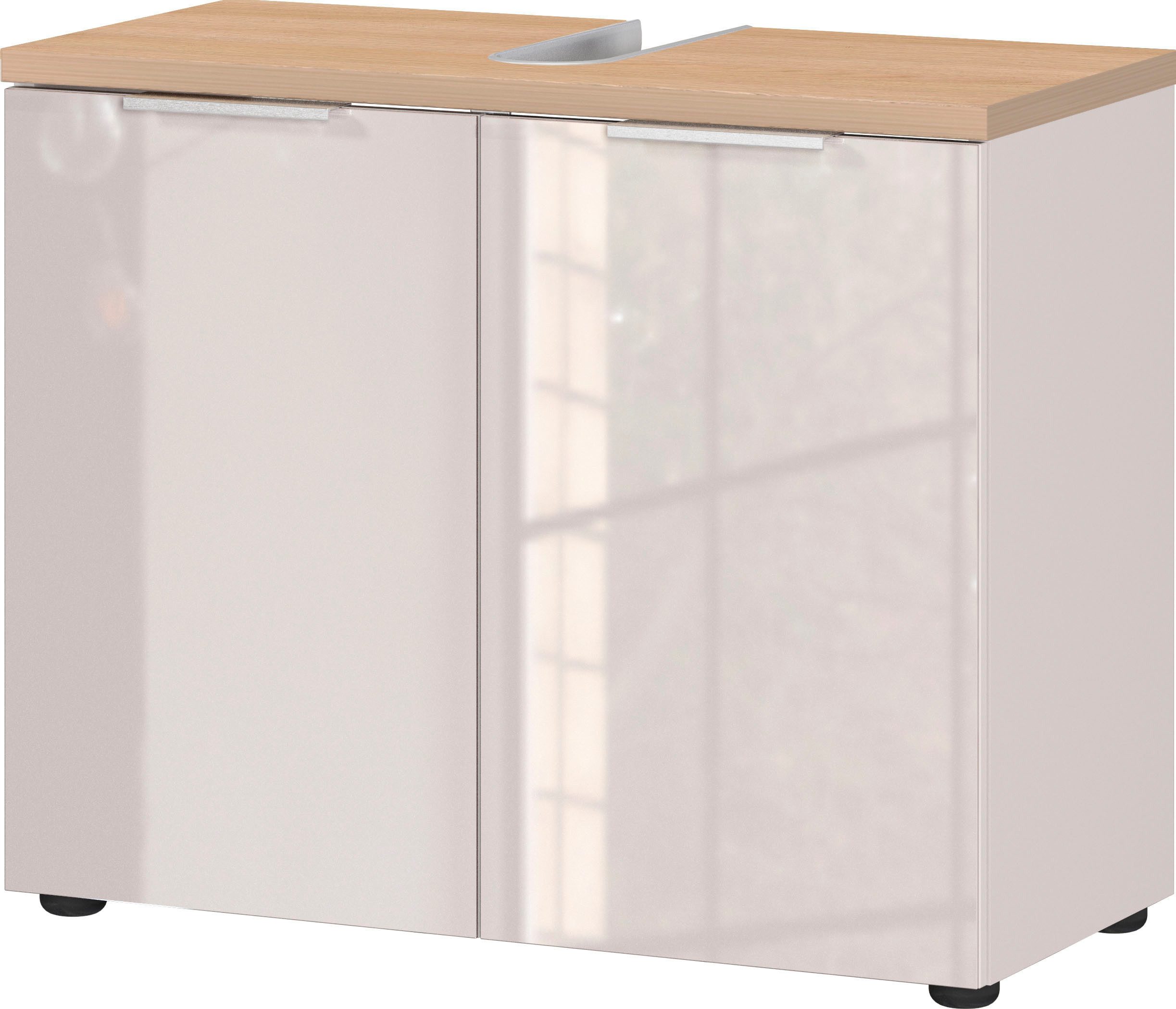 GERMANIA Waschbeckenunterschrank Tavira (1-St) Waschbeckenunterschrank mit Glasfronten und Siphonausschnitt