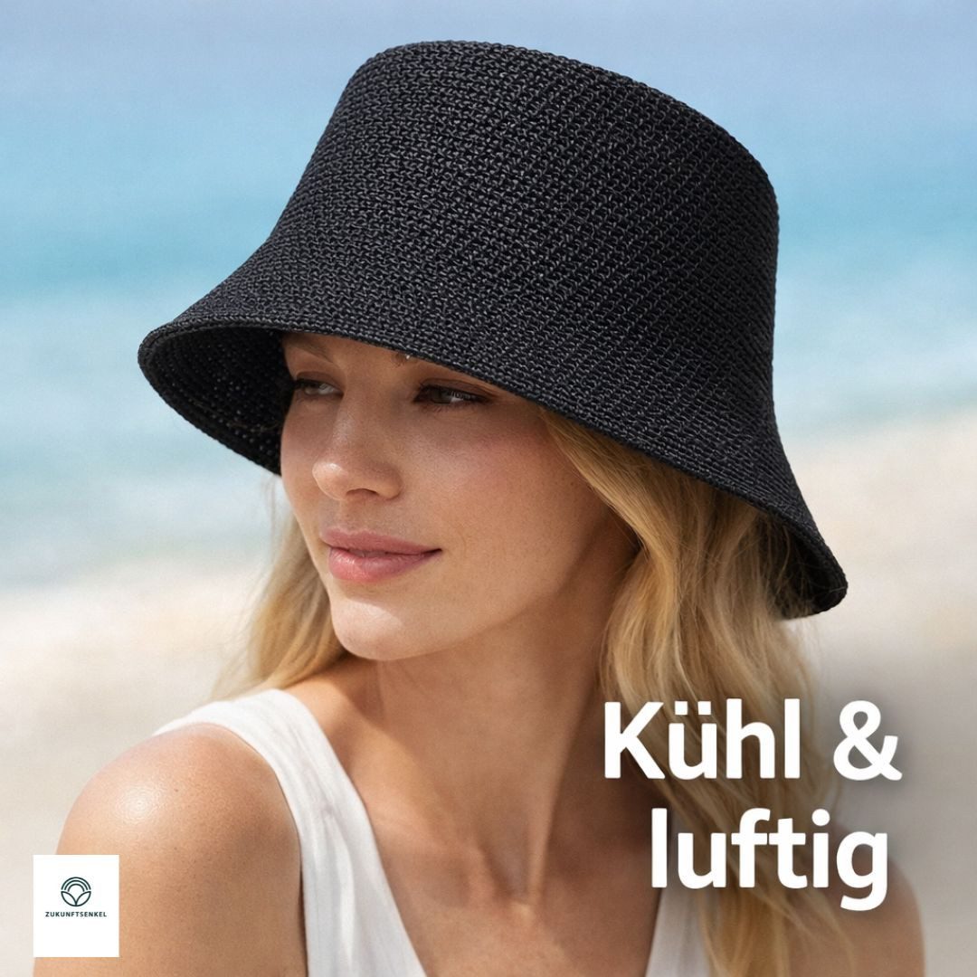 ZUKUNFTSENKEL Fischerhut aus Papierstroh – Leichter Sommerhut mit breiter Krempe (Sonnenschutz, Damen, Herren) Anglerhut Bucket Hat