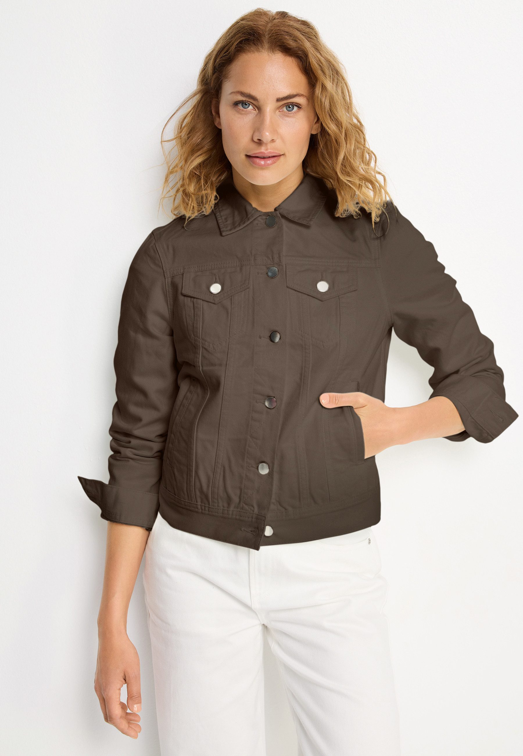 LASCANA Jeansjacke mit zwei Pattentaschen und Riegeln am Saum Denimjacke, kurze Übergangsjacke, Sommerjacke aus Denim