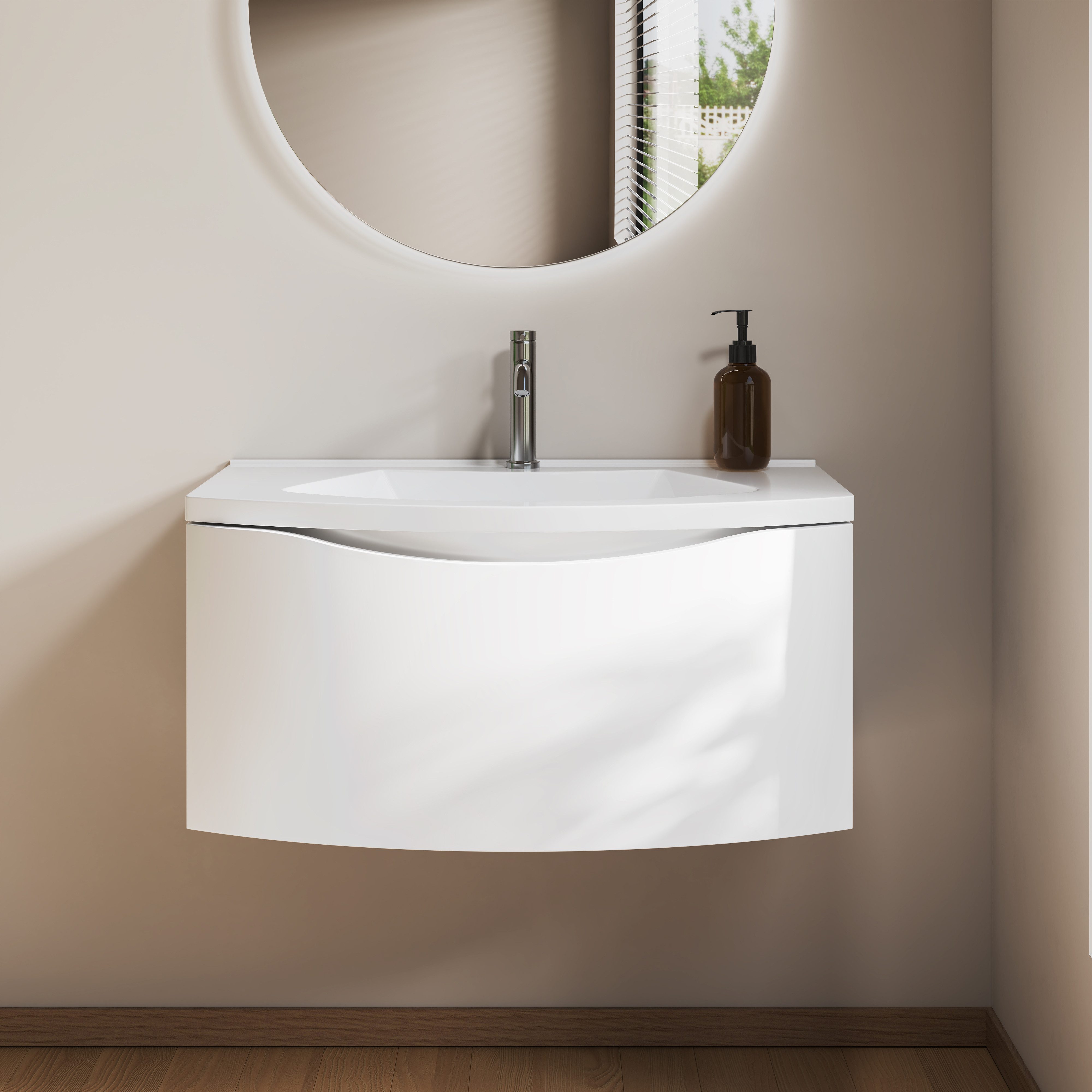 BRIDGE BENO Badmöbel-Set 60/80cm Curved Badezimmerwaschtisch, Mineralgussbe günstig online kaufen