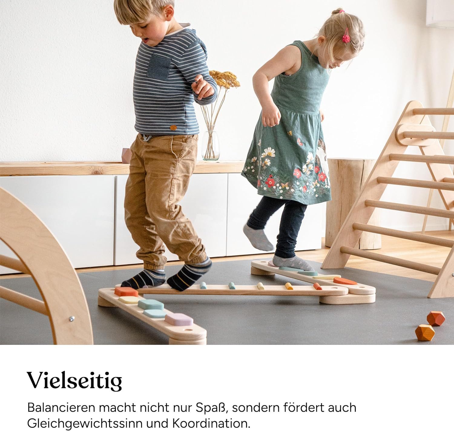 Ehrenkind Balanceboard Balancierbalken mit Hindernissen fördert Motorik für Kinder, Fördert Motorik & Gleichgewicht