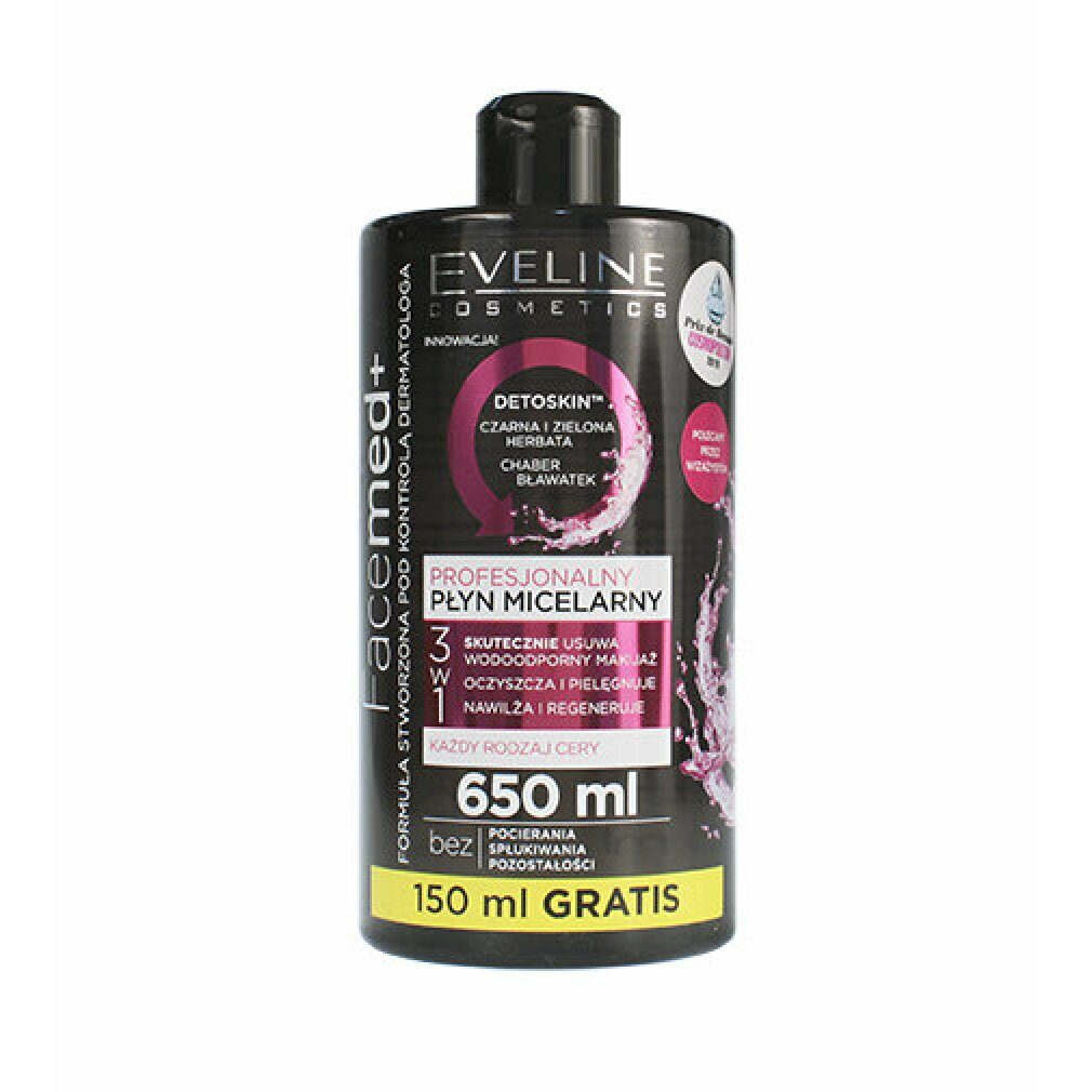 Eveline Cosmetics Gesichtspeeling Cosmetics Facemed+ professionelles Mizellenwasser 3in1 650ml