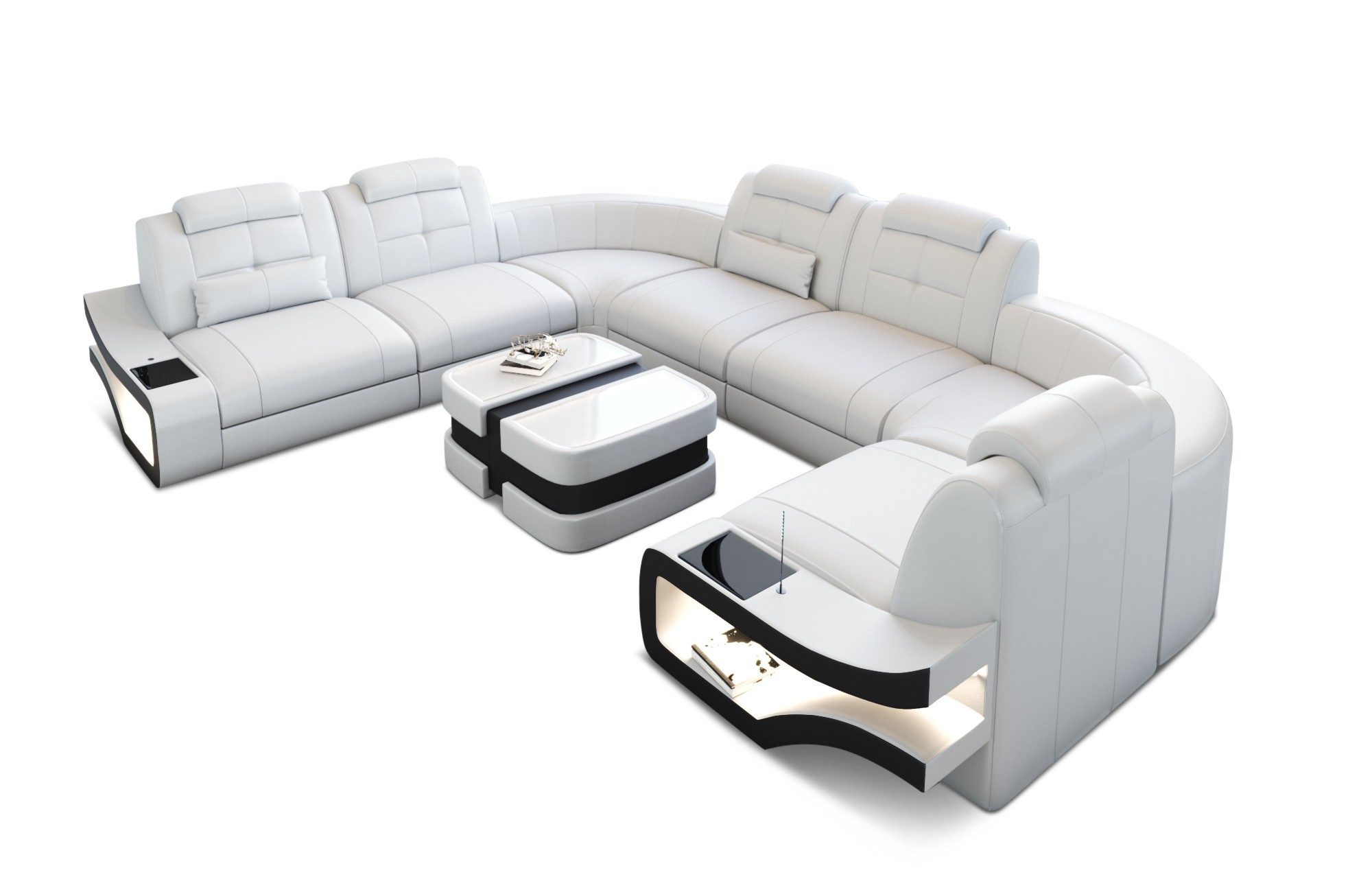 Sofa Dreams Wohnlandschaft Leder Couch Sofa Elena U Form Ledersofa, U-Form günstig online kaufen