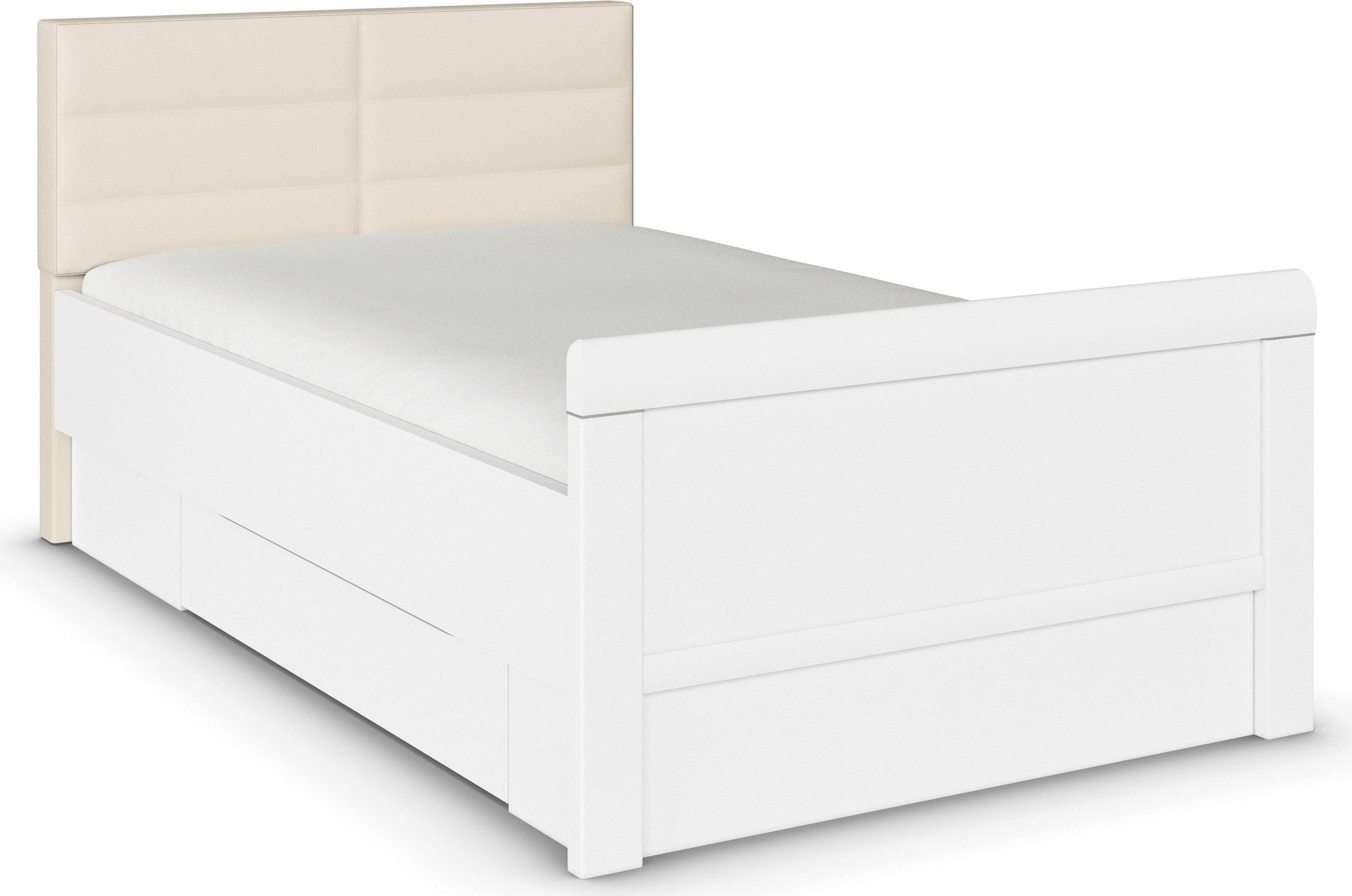 rauch Stauraumbett Bett Einzelbett Stollenbett Bettkästen EVELYN, in Komforthöhe mit Polsterkopfteil sowie Schubladen MADE IN GERMANY