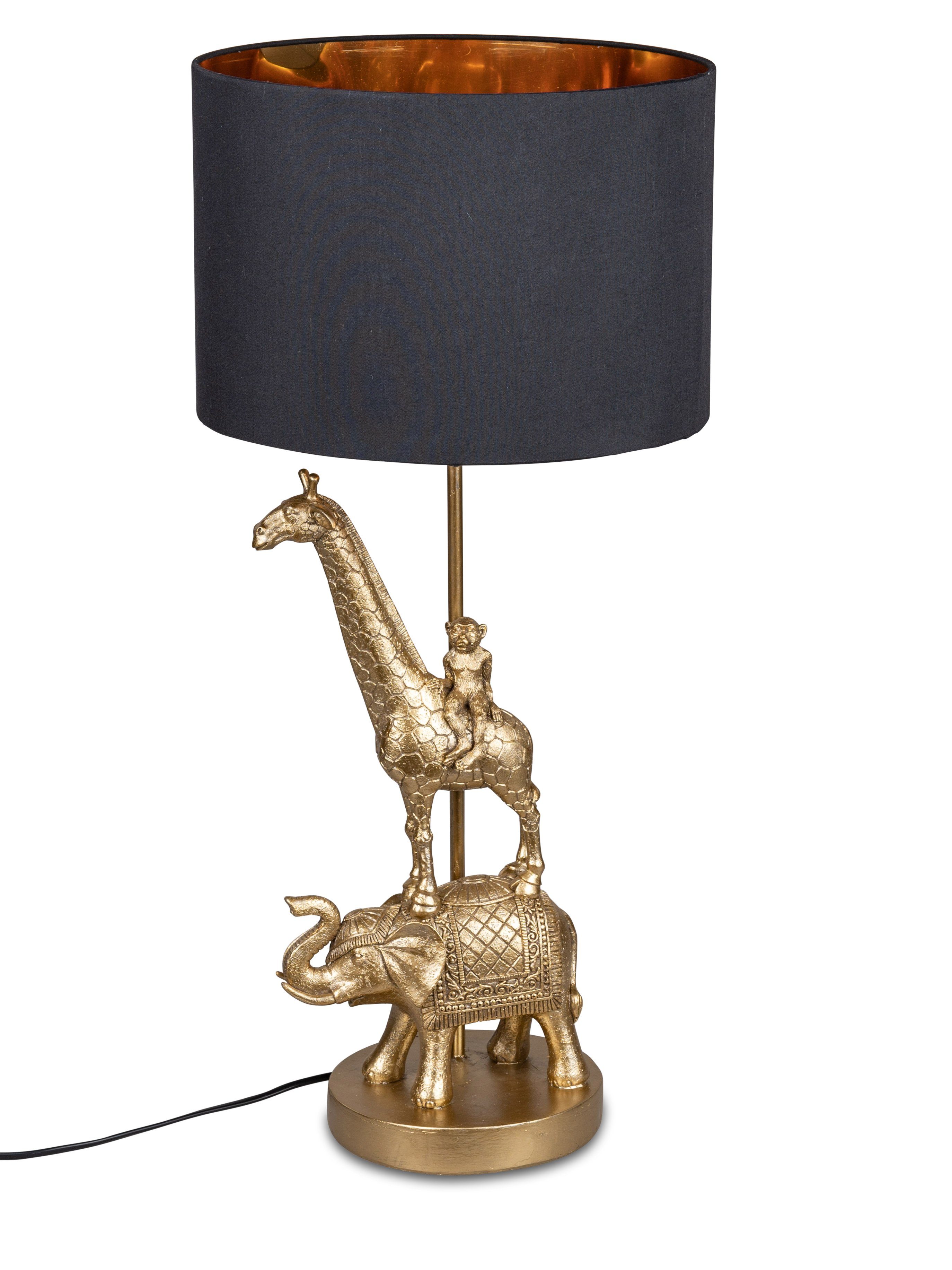 formano Schreibtischlampe Tier-Lampe 66 cm in Antik-Gold, handgefertigte Deko-Lampe, Kunststein, wechselbar, Dekolampe