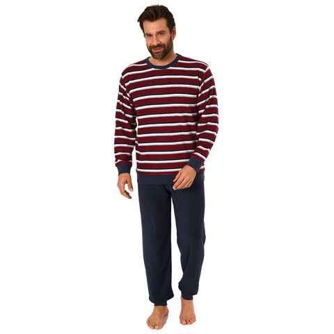 Normann Pyjama Herren Frottee Schlafanzug mit Bündchen - Streifenoptik - 291 13 787