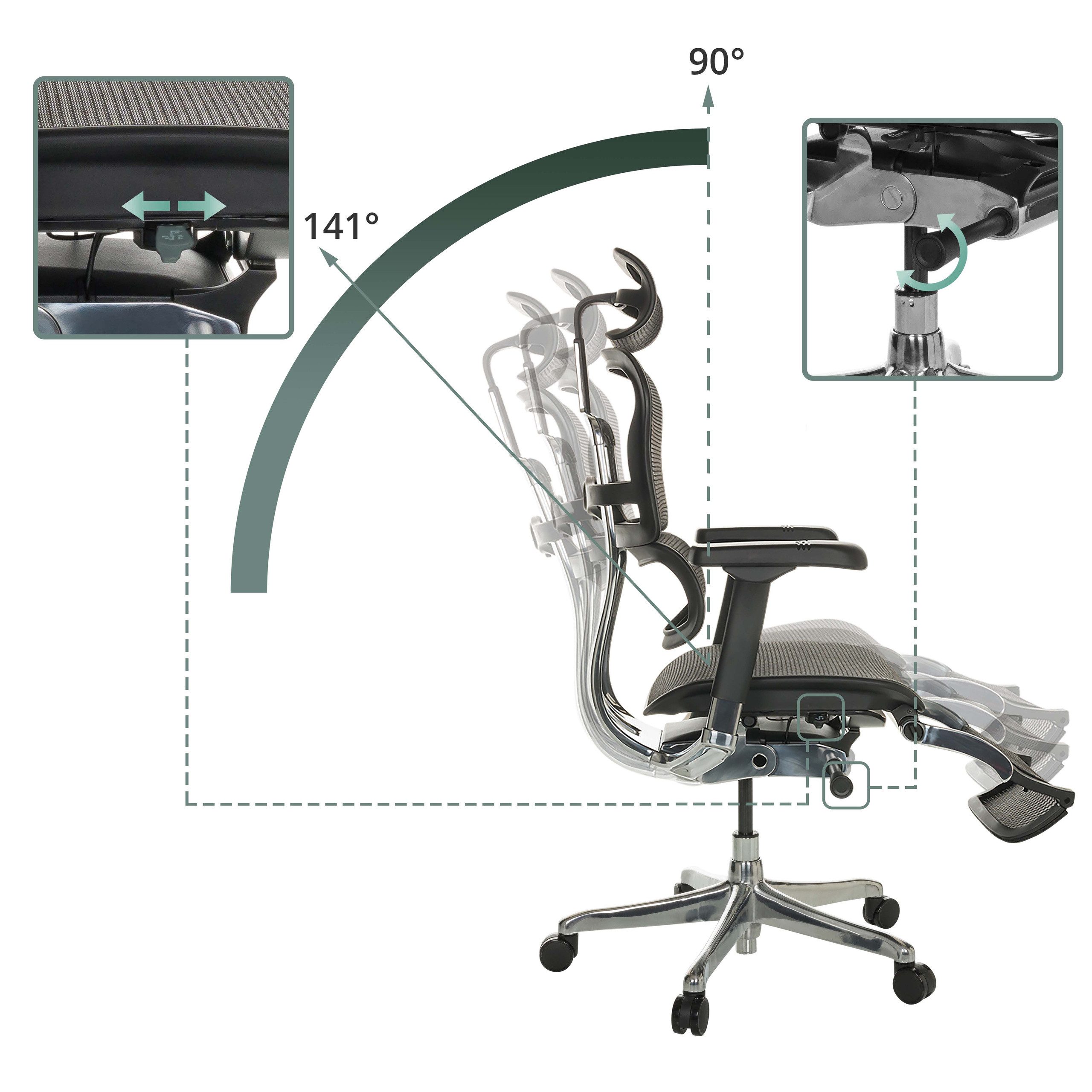 hjh OFFICE Drehstuhl Luxus Chefsessel Ergohuman Plus Legpro Gen2 (1 St), Profi Bürostuhl Schreibtischstuhl ergonomisch
