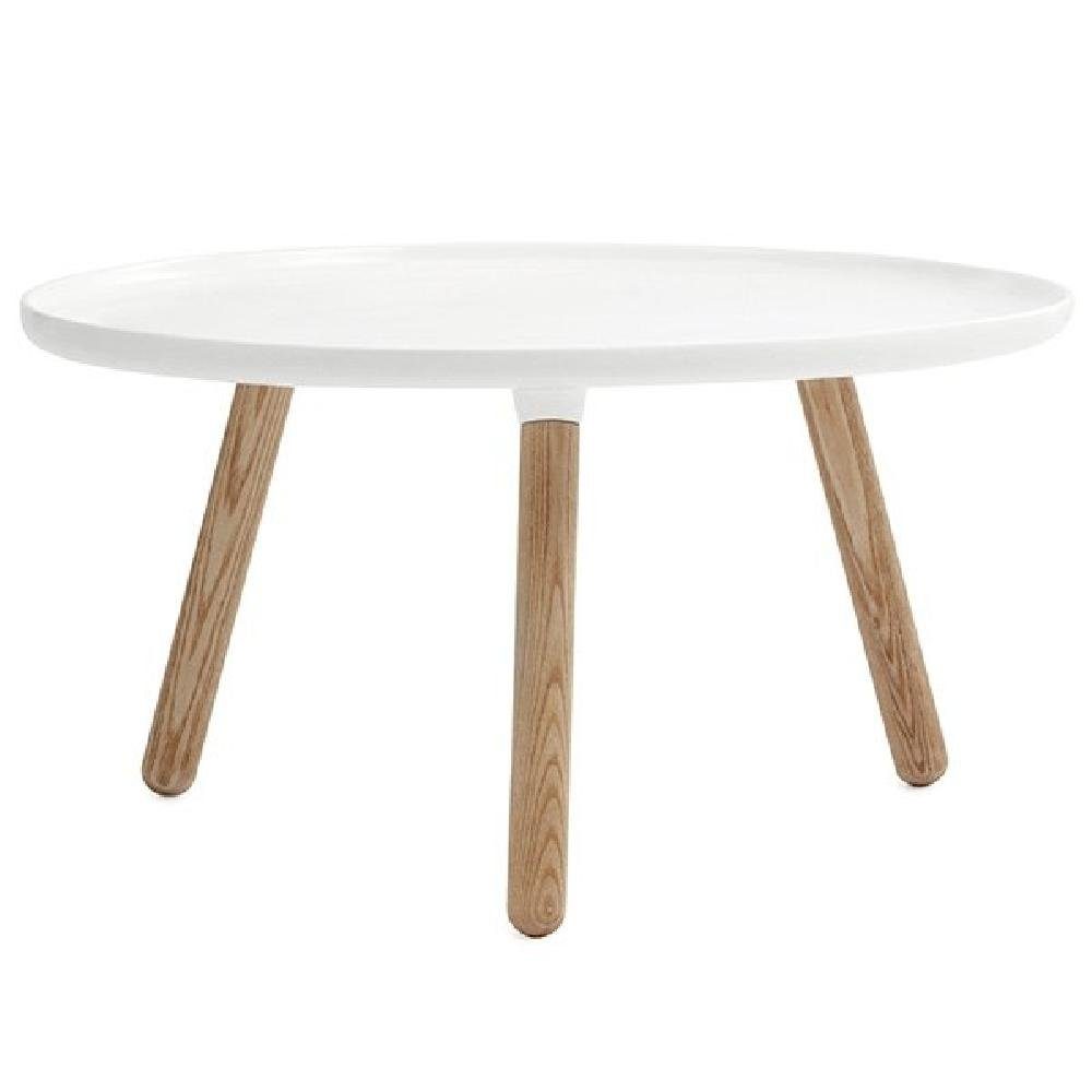 Normann Copenhagen Beistelltisch Couchtisch Tablo Rund Weiß/Natur (Groß)