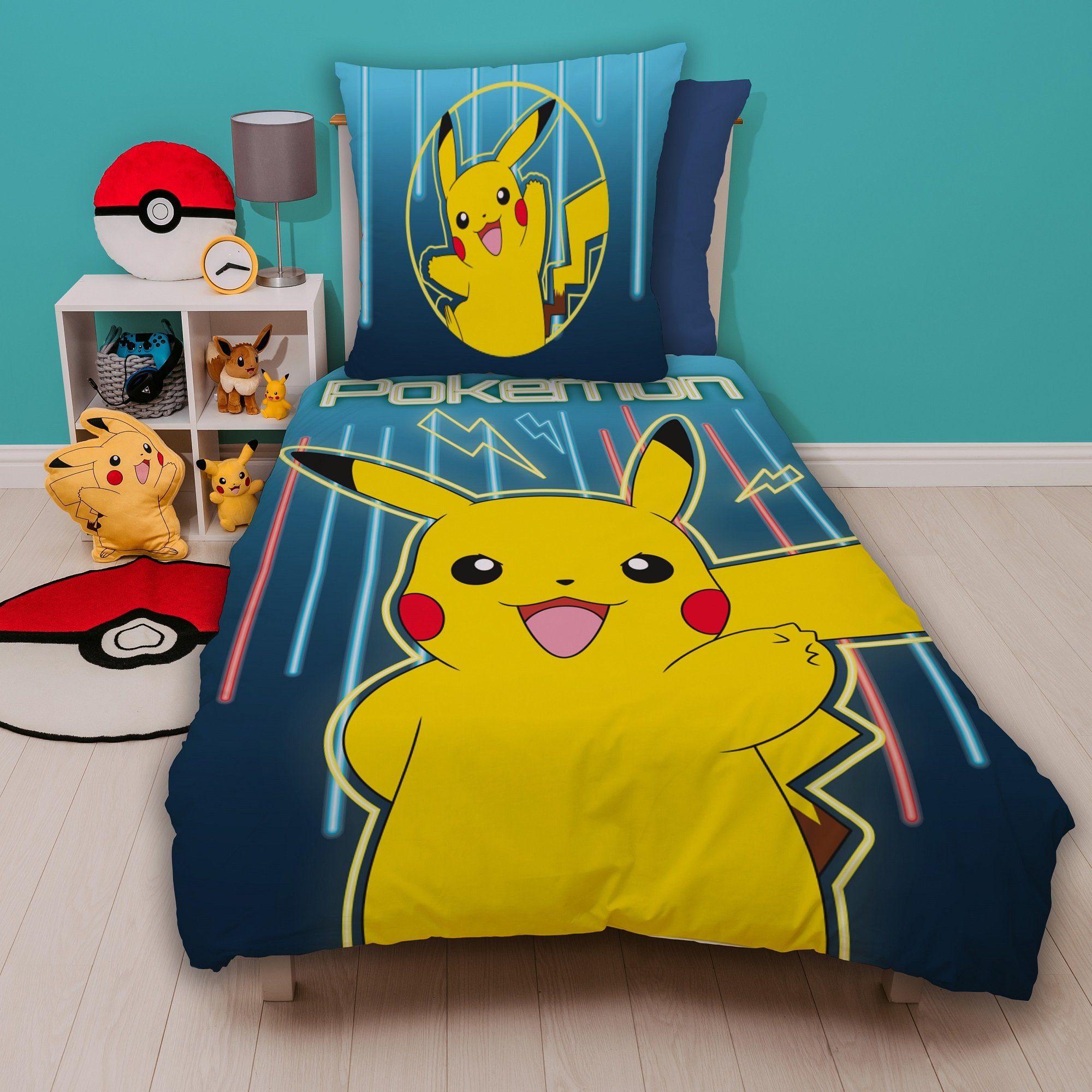 Familando Kinderbettwäsche Pokemon "Glow" 135x200 80x80 cm aus 100% Baumwol günstig online kaufen