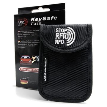 MakakaOnTheRun Schlüsseltasche KeySafe Case, Diebstahlschutz, Ausleseschutz, Autoschlüssel, Schlüsseletui, schwarz, mit Karabiner und Gürtelschlaufe