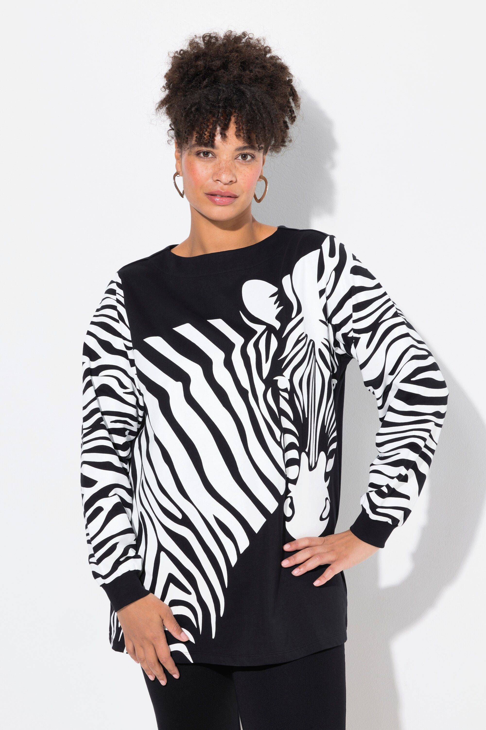 MIAMODA Sweatshirt Sweatshirt A-Linie Zebra-Muster weiter günstig online kaufen