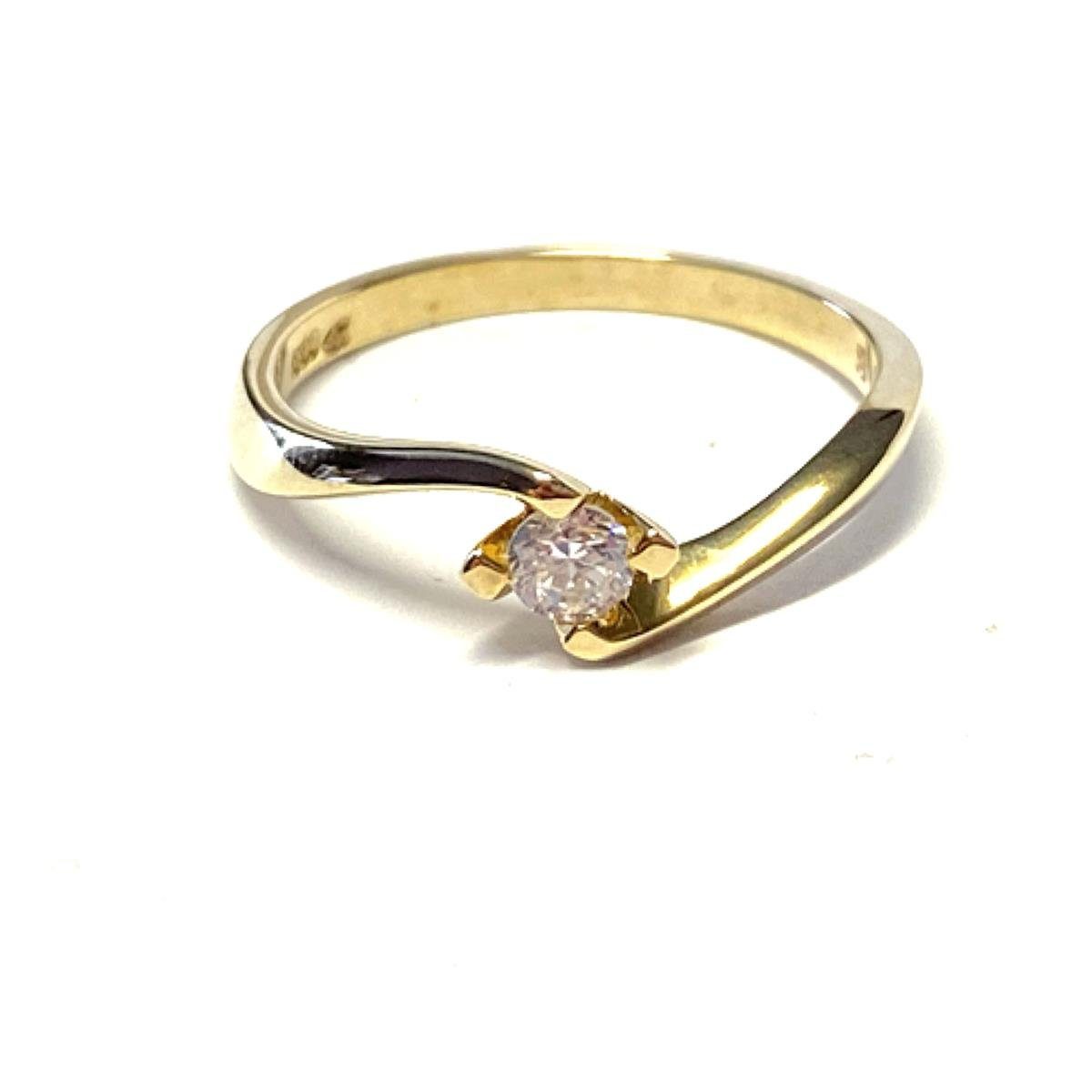 Edelschmiede925 Schmuckset toller Gelbgoldring 333/- poliert mit Zirkonia weiß #56