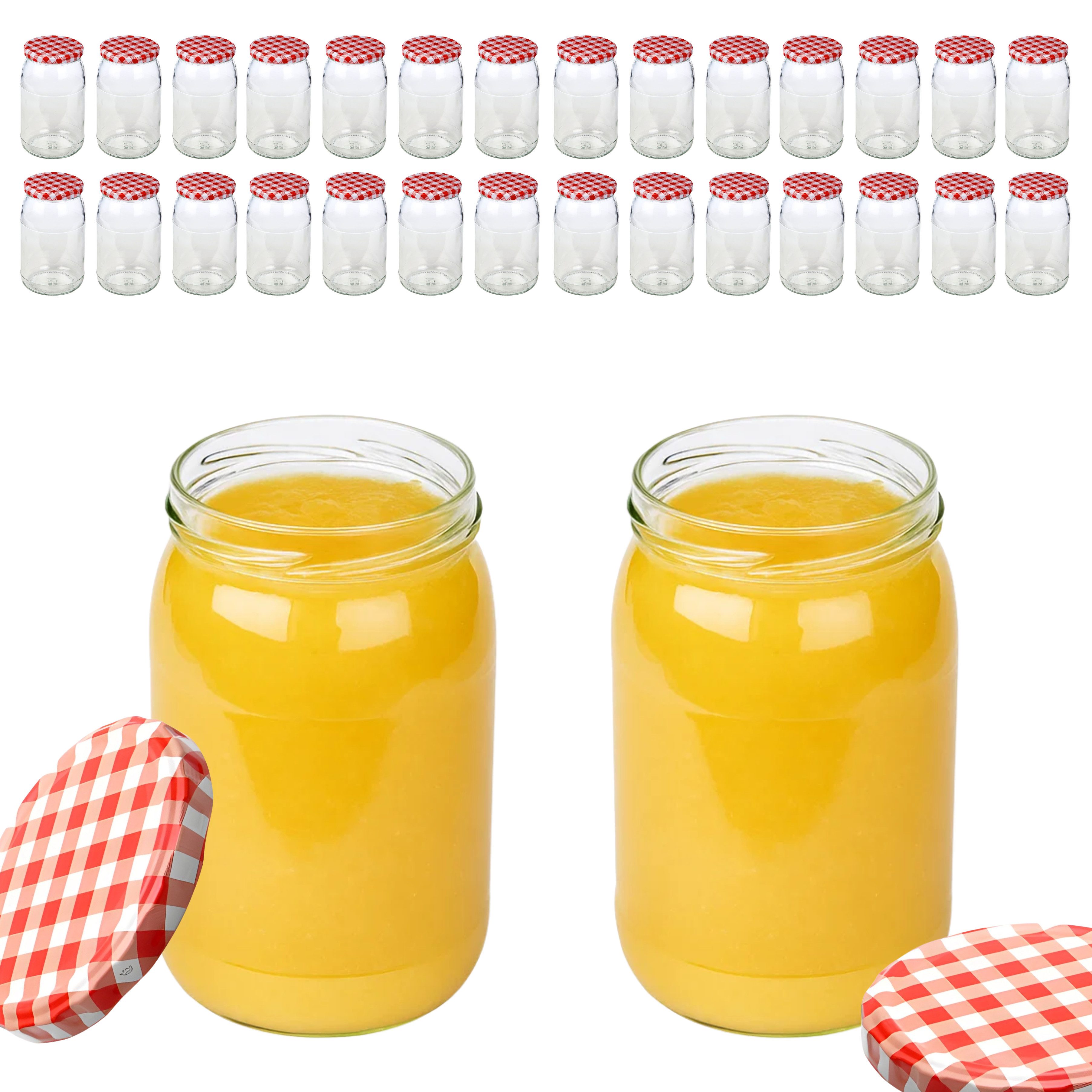mikken Einmachglas 900 ml große Einmachgläser Einkochgläser Schraubgläser Vorratsgläser, (Set, 30-tlg., Spar-Set), luftdicht schließend, zum pasteurisieren geeignet
