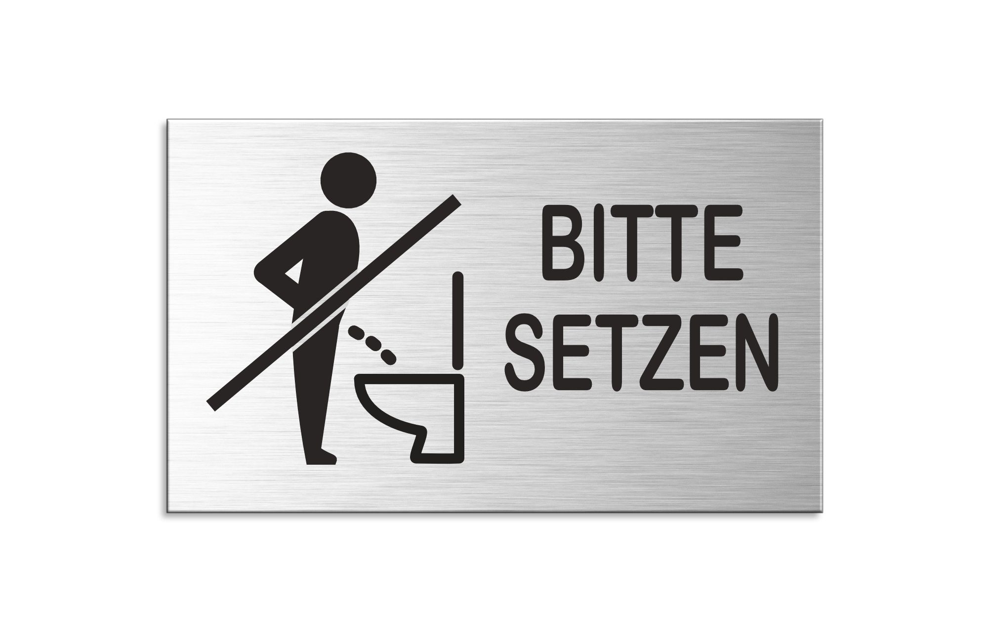 OFFORM DESIGN Hinweisschild Bitte setzen Türschild 60x100 mm Aluminium Edelstahloptik, (1 St)