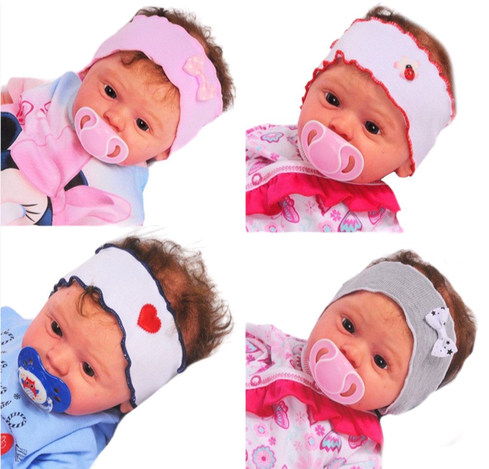 La Bortini Stirnband La Bortini Stirnband 4er Pack Stirnbänder für Baby ab 0Mon 34-42cm elastisch, weich, in weiß, rosa, grau, mit Schleifchen