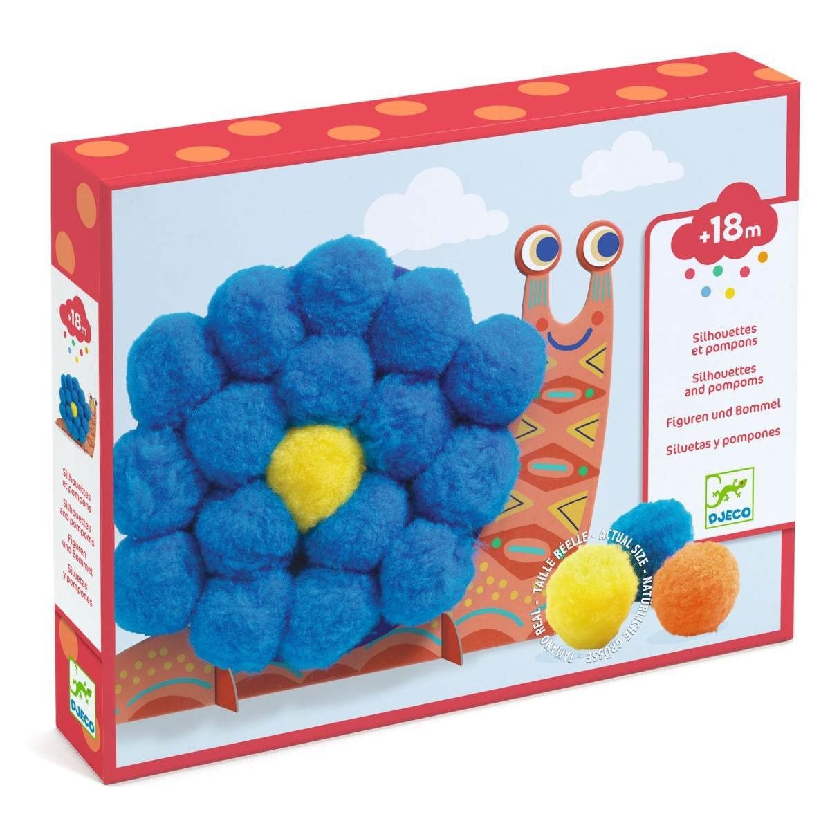 DJECO Kreativset Bastelpackung Flauschige Tiere Pompons Koordination Spaß