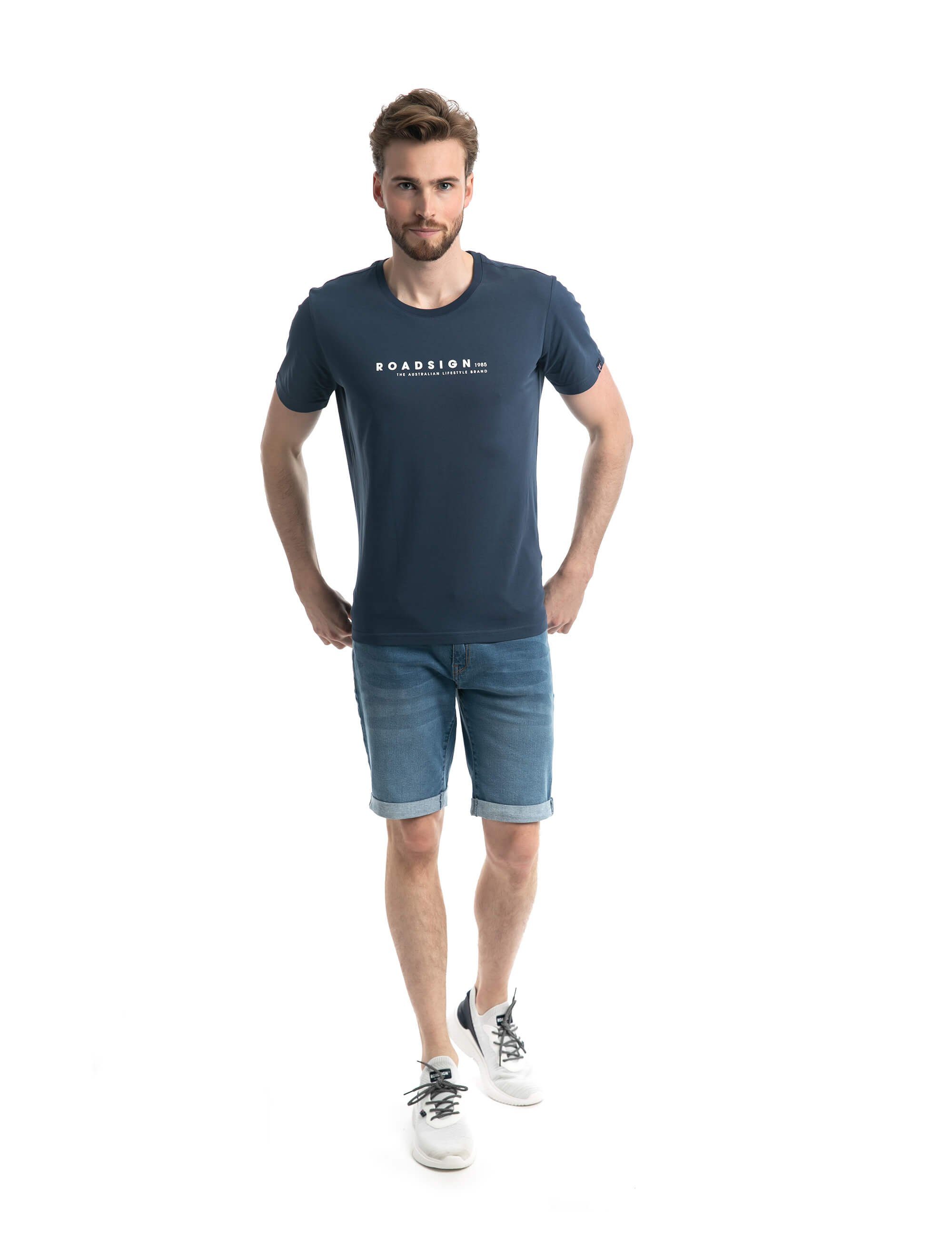 (1-tlg) Roadsign australia mit % Logo-Aufdruck, & Navy Lifestyle ROADSIGN BCI-Baumwolle T-Shirt Rundhalsausschnitt 100