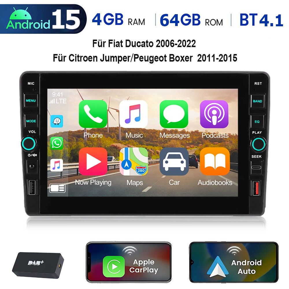 DAB+ Android 15 Autoradio Für Fiat Ducato 2006-2022 Navi Apple CarPlay Autoradio