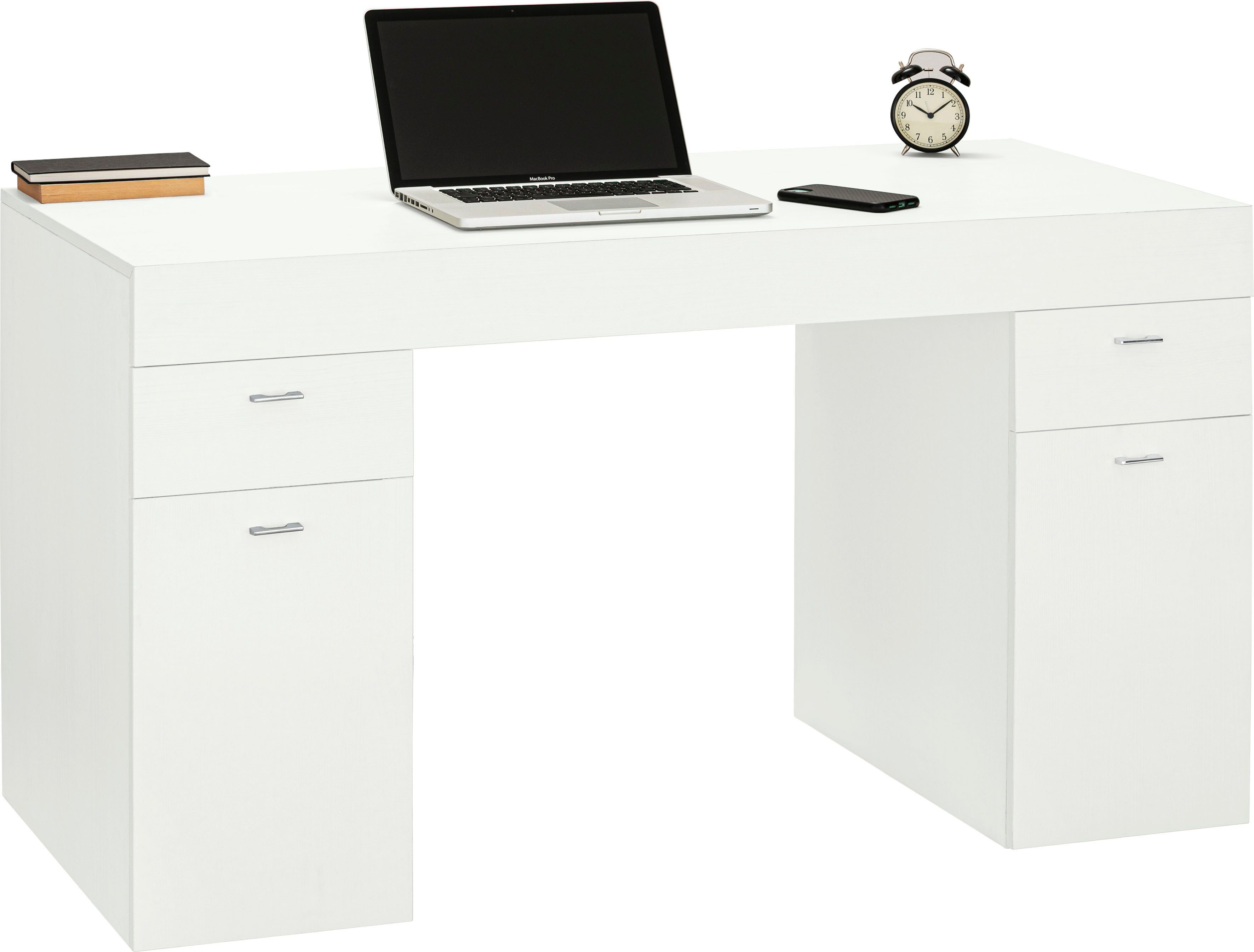 Tecnos Schreibtisch Sliding, Tischplatte ausziehbar weiß larice | weiß larice