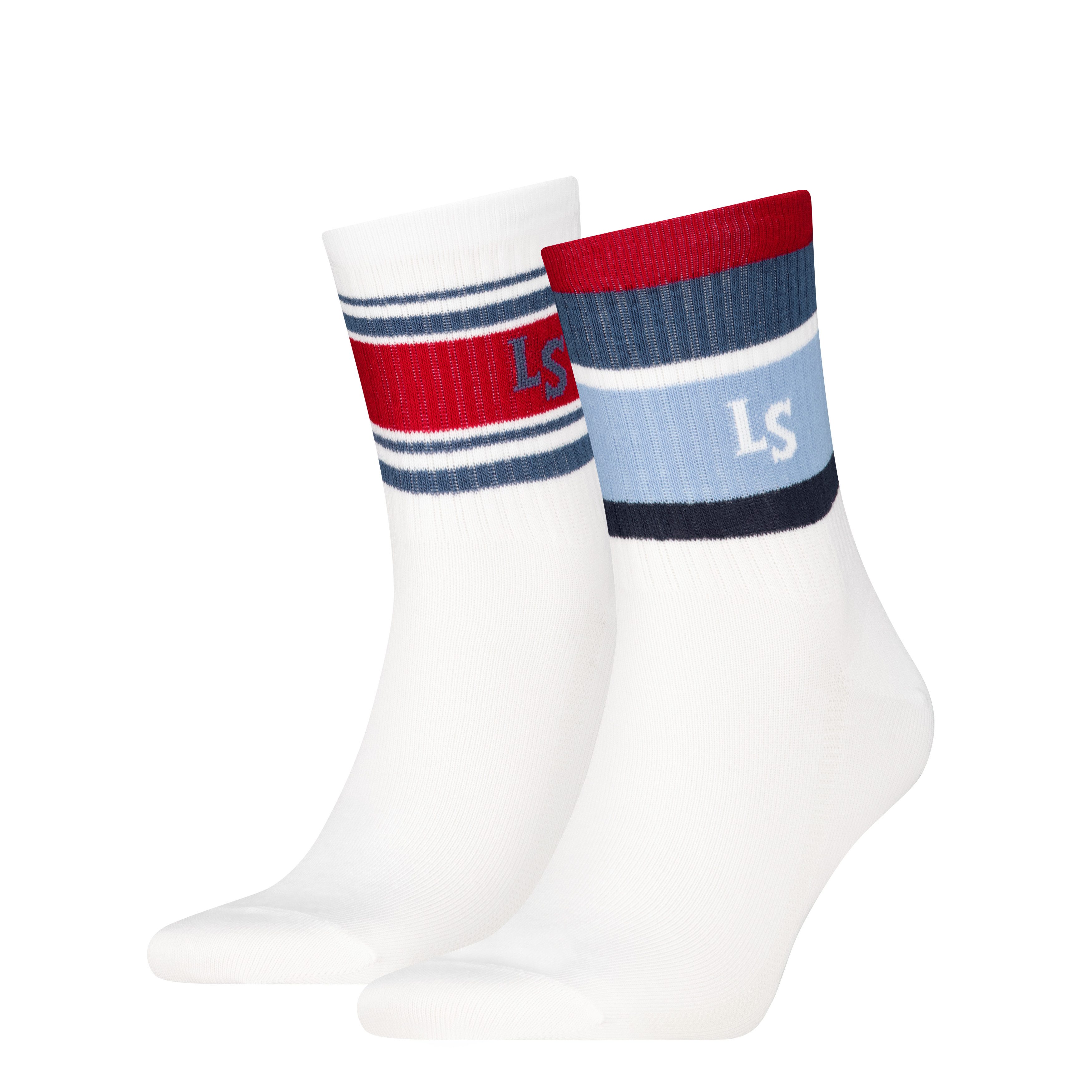 Levi's® Sportsocken LEVIS SHORT CUT LS PLCD SPORT STRIPE (2 Paar) für Damen und Herren, Cotton-Mix, elastisch