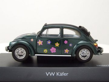 Schuco Modellauto VW Käfer 1600 Open Air grün metallic mit Blumendeko Modellauto 1:43, Maßstab 1:43
