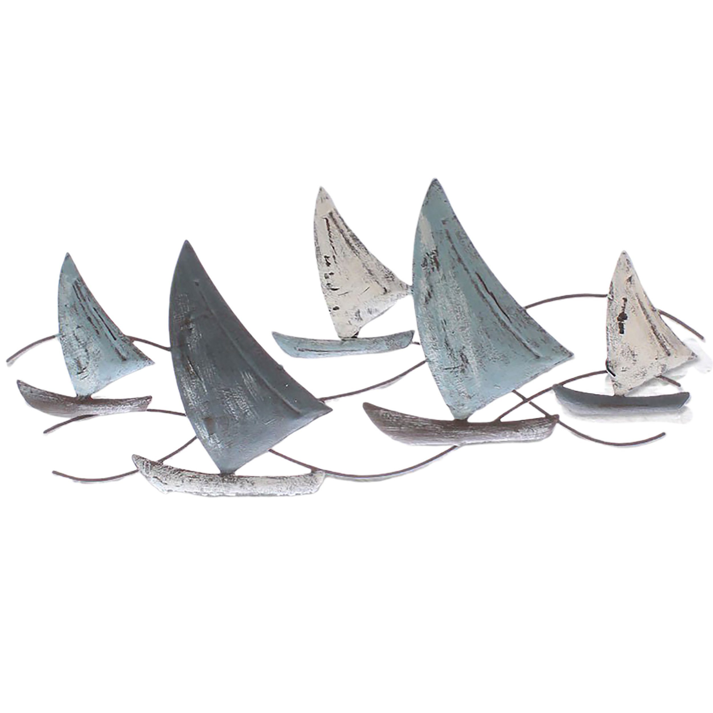 Annastore Wanddekoobjekt - Segelschiffen Fische aus Wanddeko Wandskulptur Metall oder
